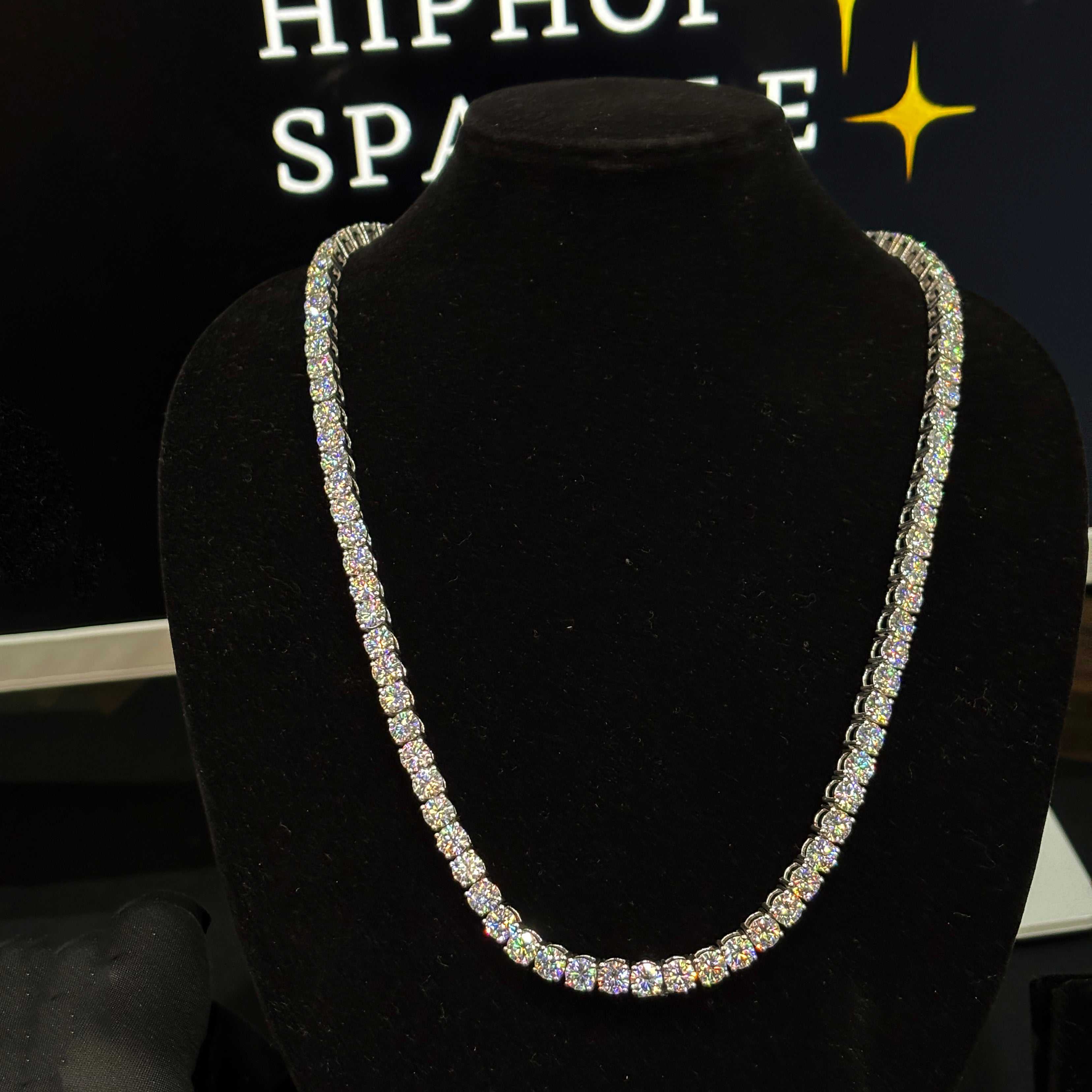 6mm Iced Tennis Chain with VVS Moissanite Stones – Hip Hop Sparkle