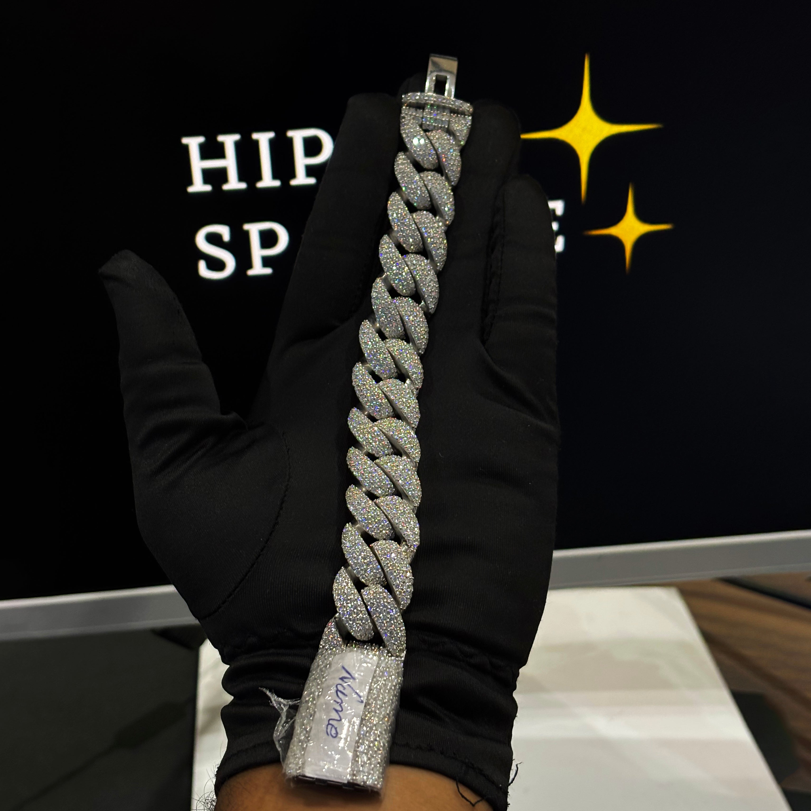 19mm Iced Out Cuban Link Bracelet with Moissanite Diamonds – 925 Silver Hip Hop Jewelry