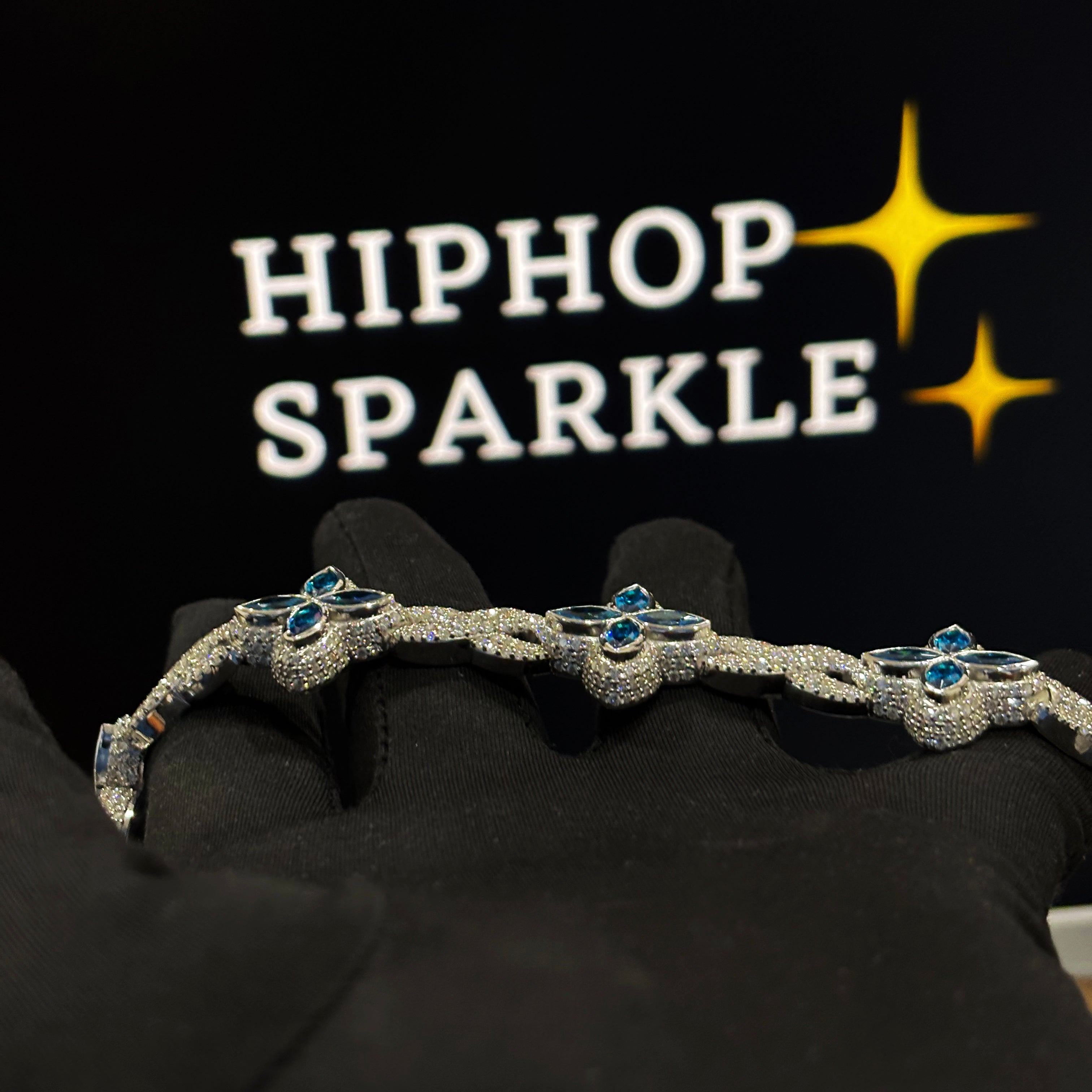 Iced Out Moissanite & Blue Sapphire Hip Hop Jewelry