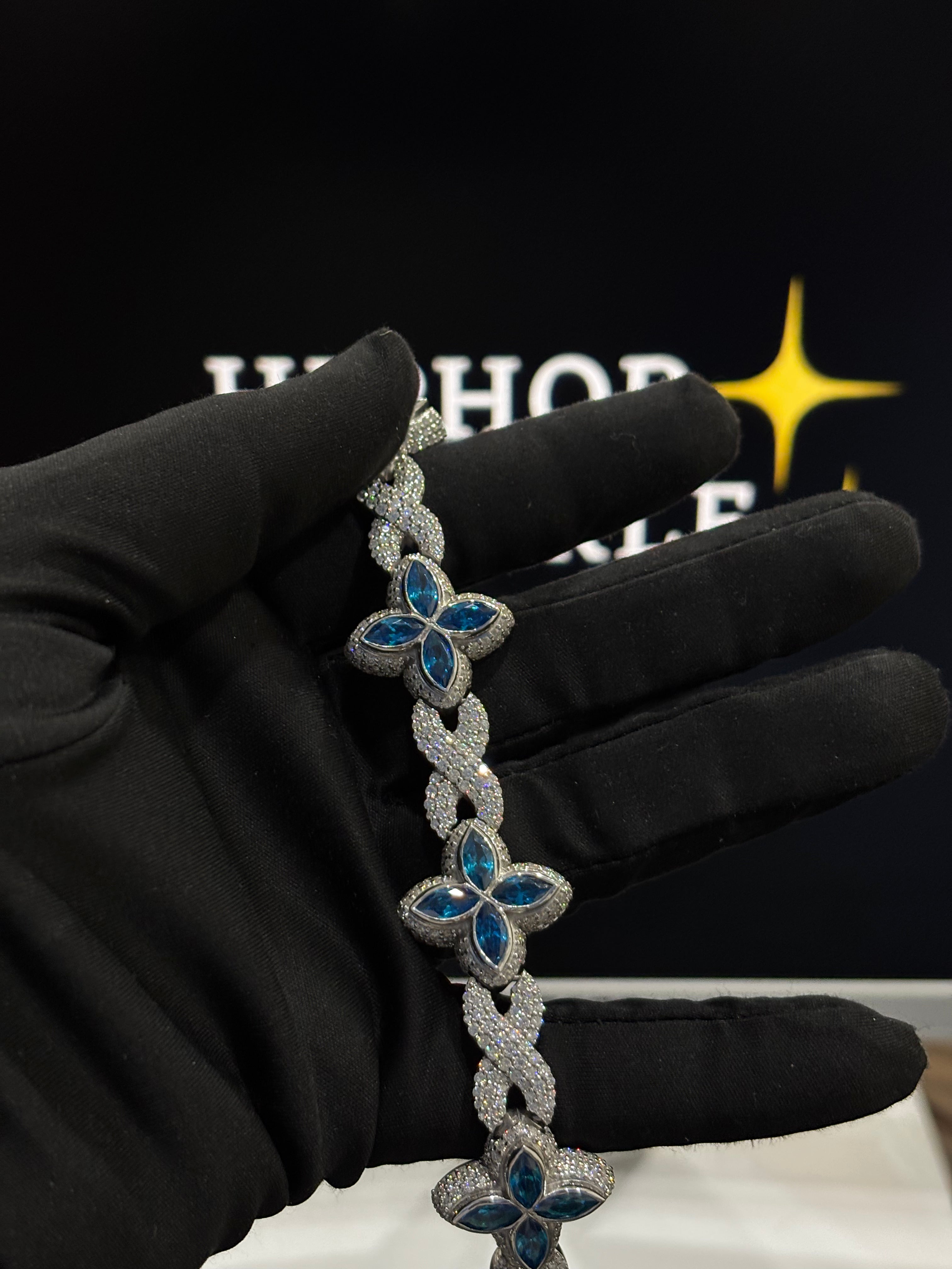 Iced Out Moissanite & Blue Sapphire Hip Hop Jewelry