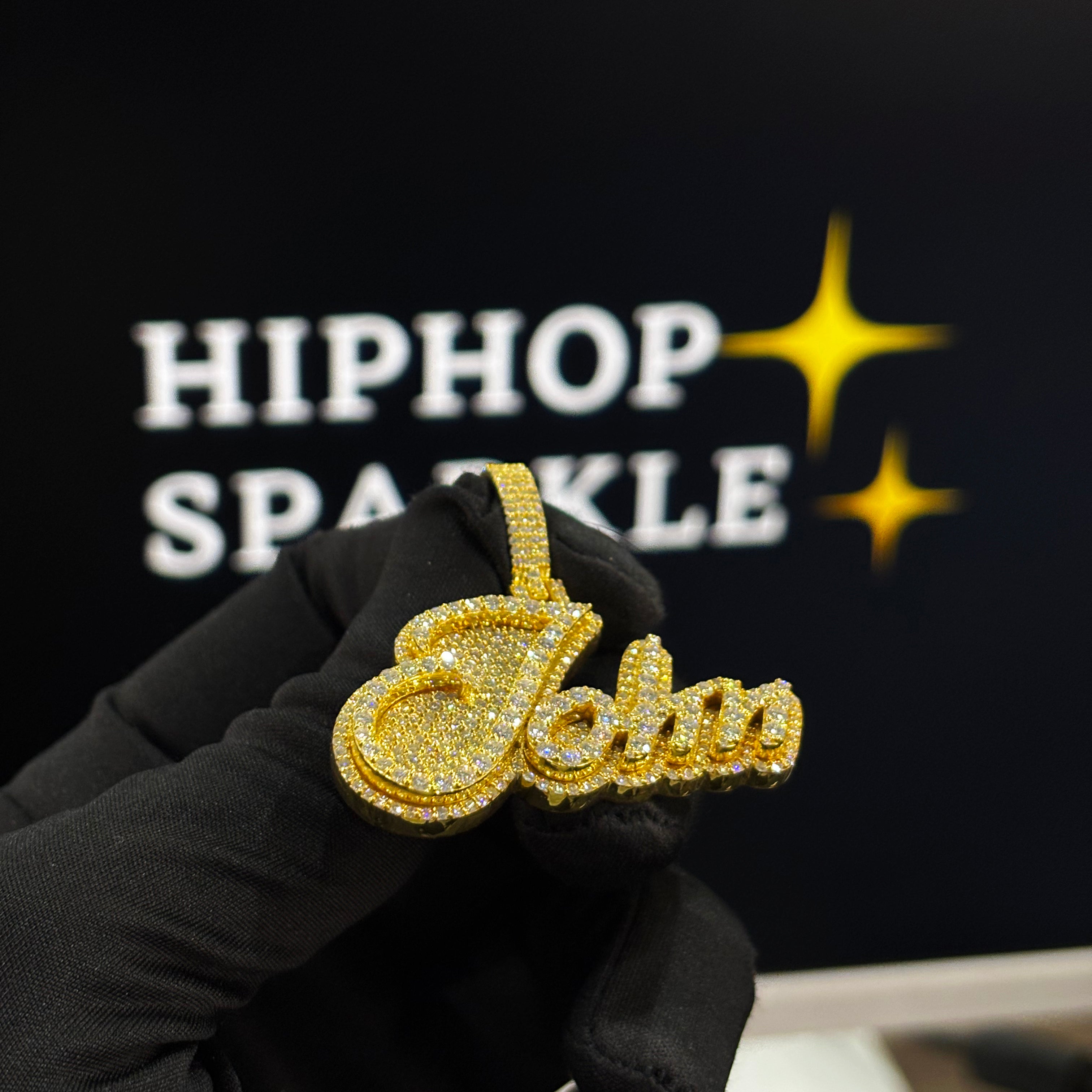 John Custom 1.8" Name Pendant – Personalized Iced Out Silver Jewelry