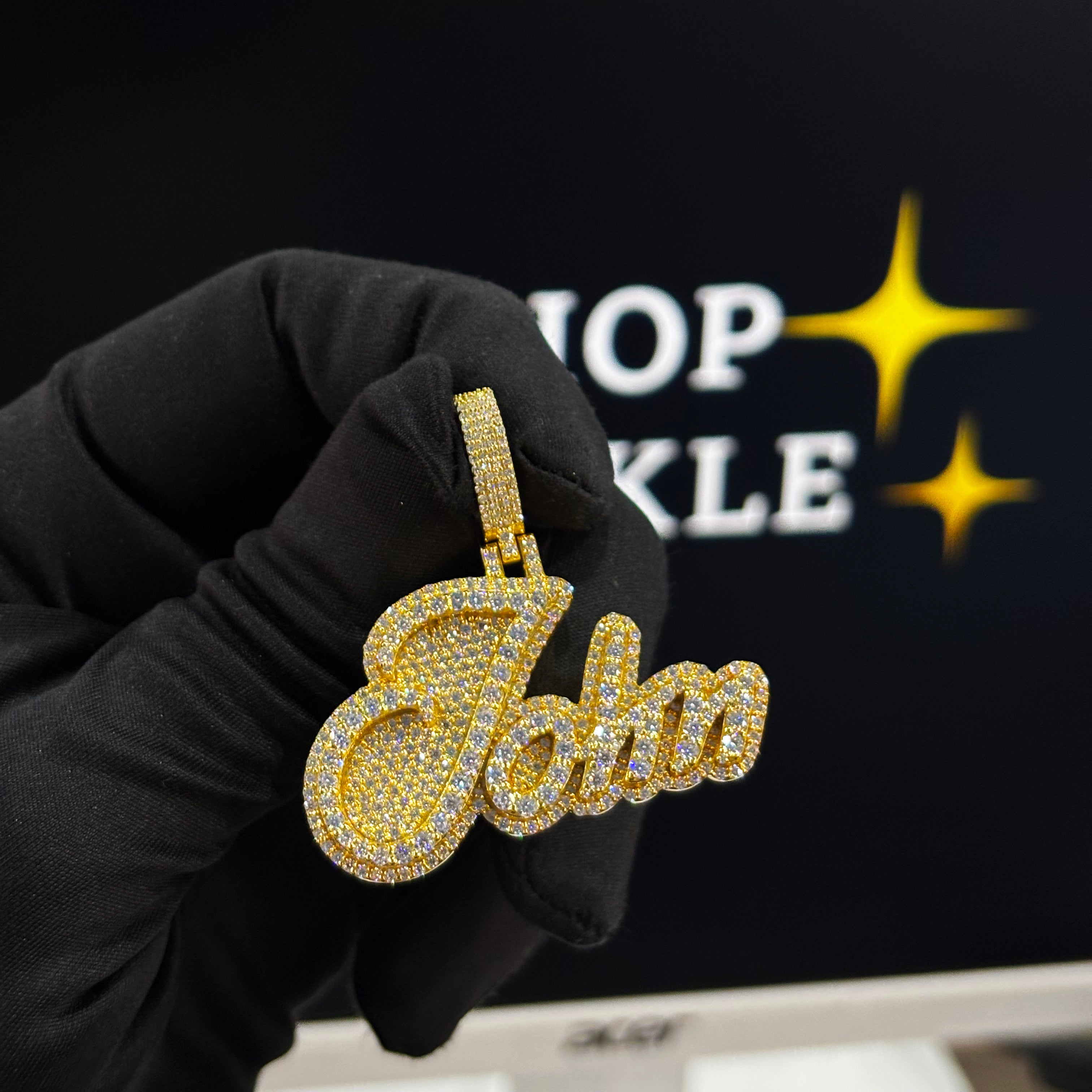 John Custom 1.8" Name Pendant – Personalized Iced Out Silver Jewelry