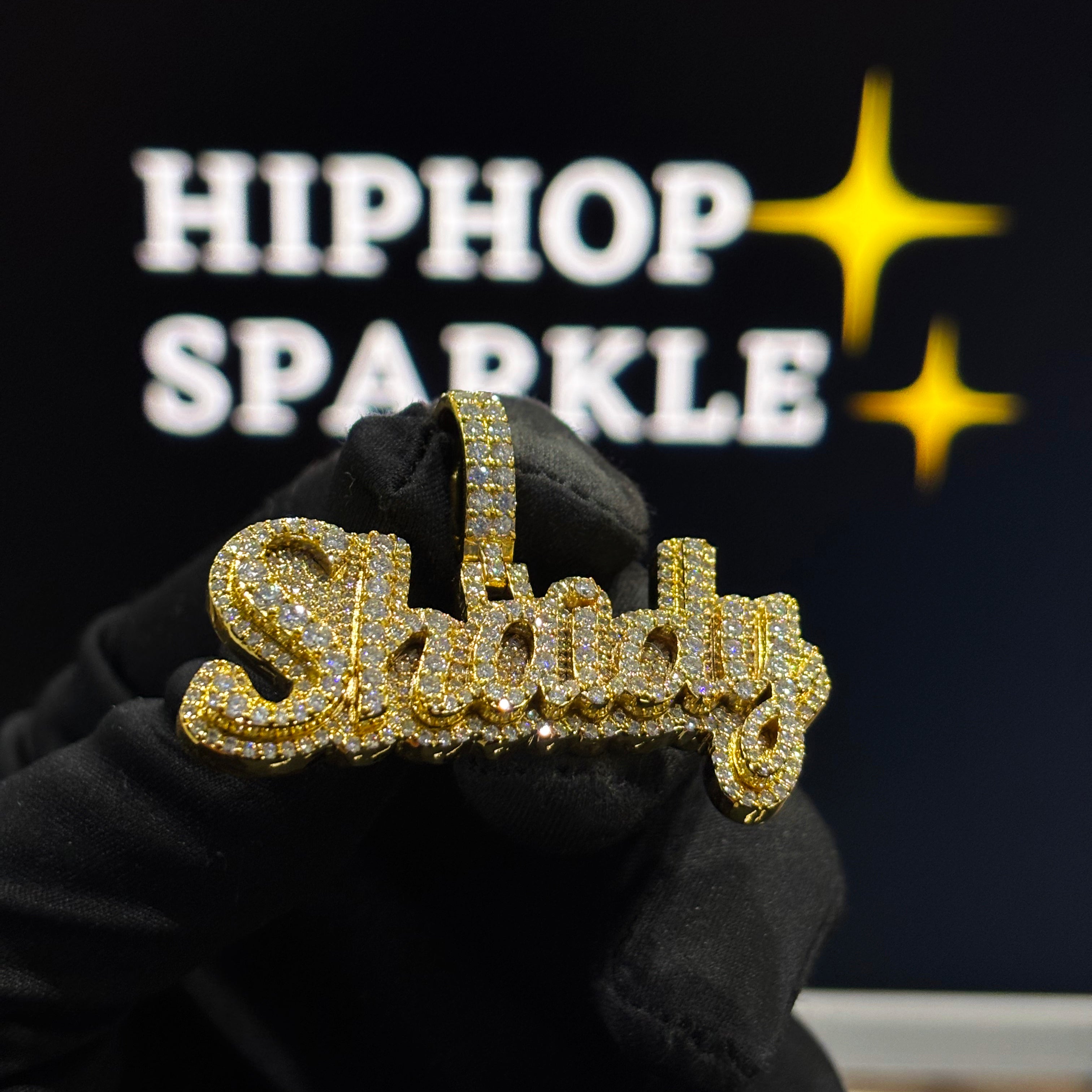 Iced Out 925 Silver with 14K Gold Plated Custom Jewelry – 2 Inch Moissanite Hip Hop Necklace Charm