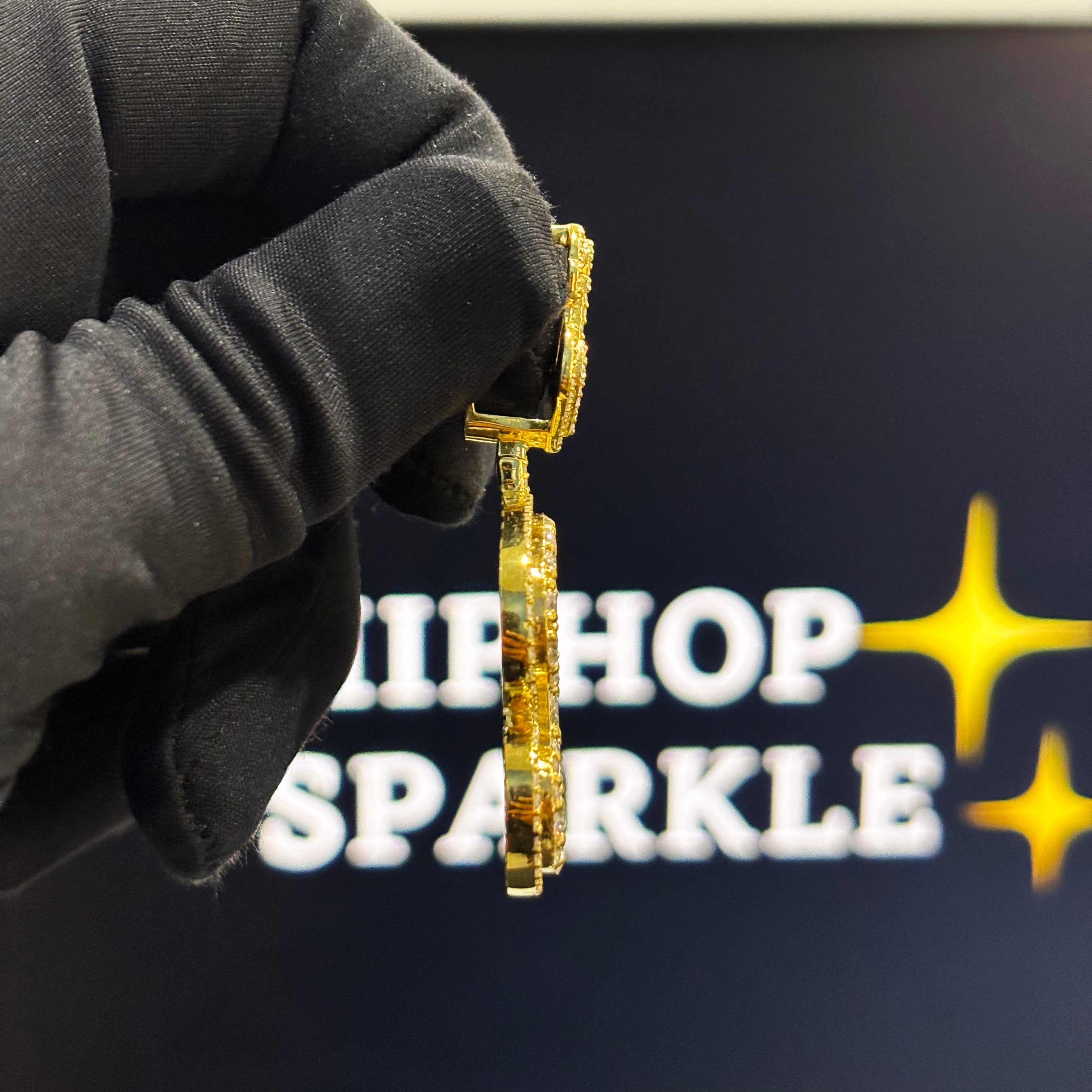 Custom “D” Letter Pendant – Double Layer Design with Custom Bail, Iced Out Moissanite, 1.4 x 1.3 Inch