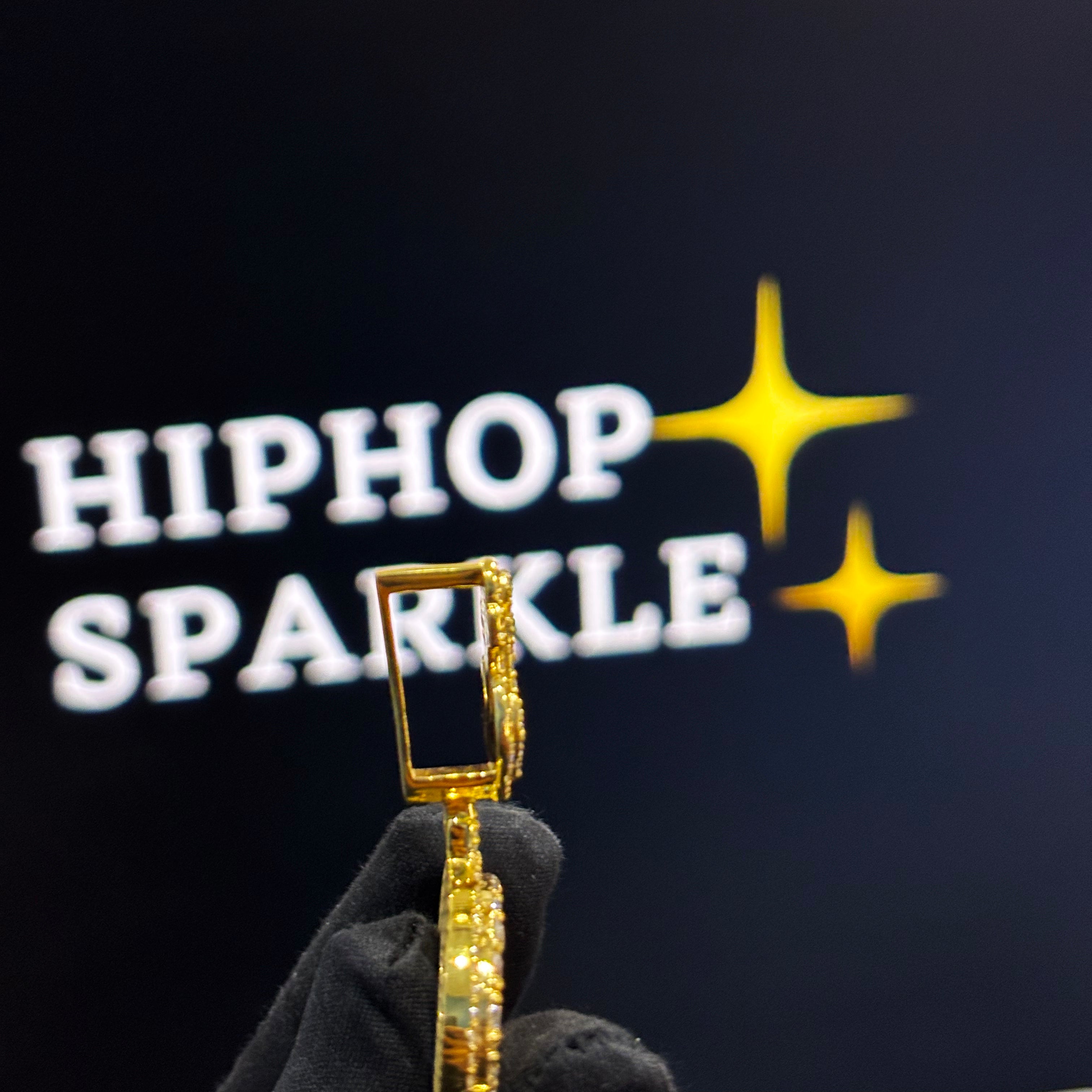 Custom “D” Letter Pendant – Double Layer Design with Custom Bail, Iced Out Moissanite, 1.4 x 1.3 Inch