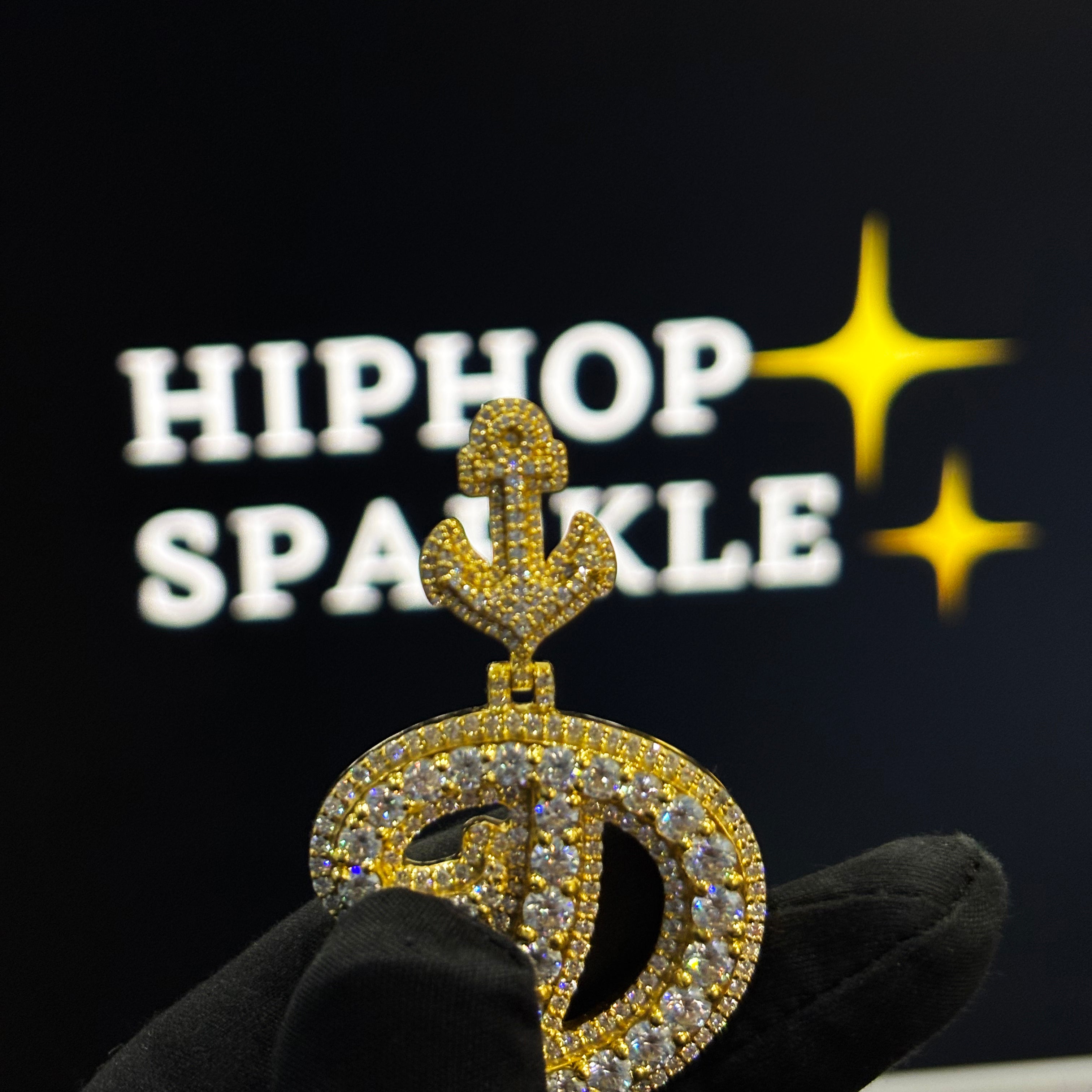 Custom “D” Letter Pendant – Double Layer Design with Custom Bail, Iced Out Moissanite, 1.4 x 1.3 Inch