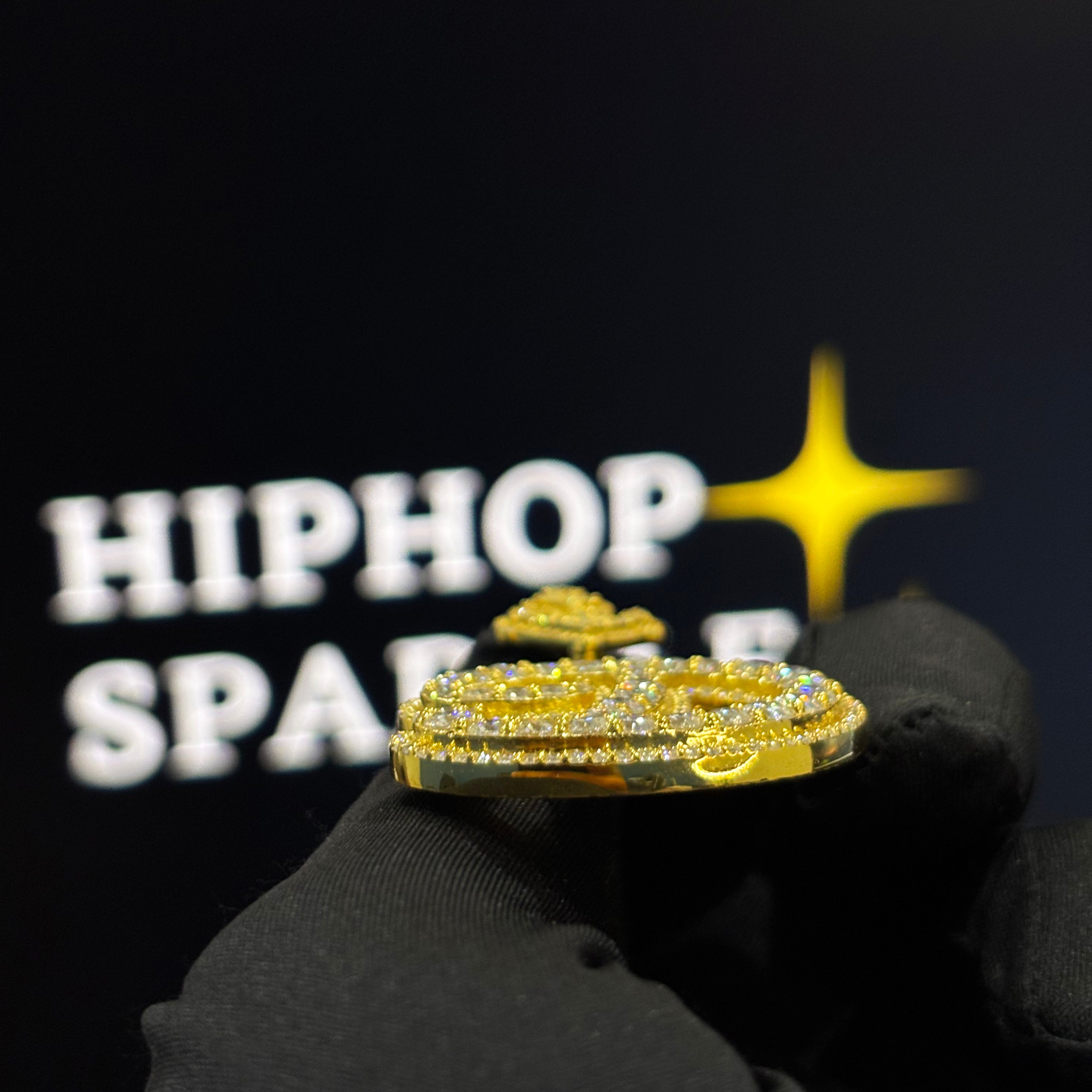 Custom “D” Letter Pendant – Double Layer Design with Custom Bail, Iced Out Moissanite, 1.4 x 1.3 Inch