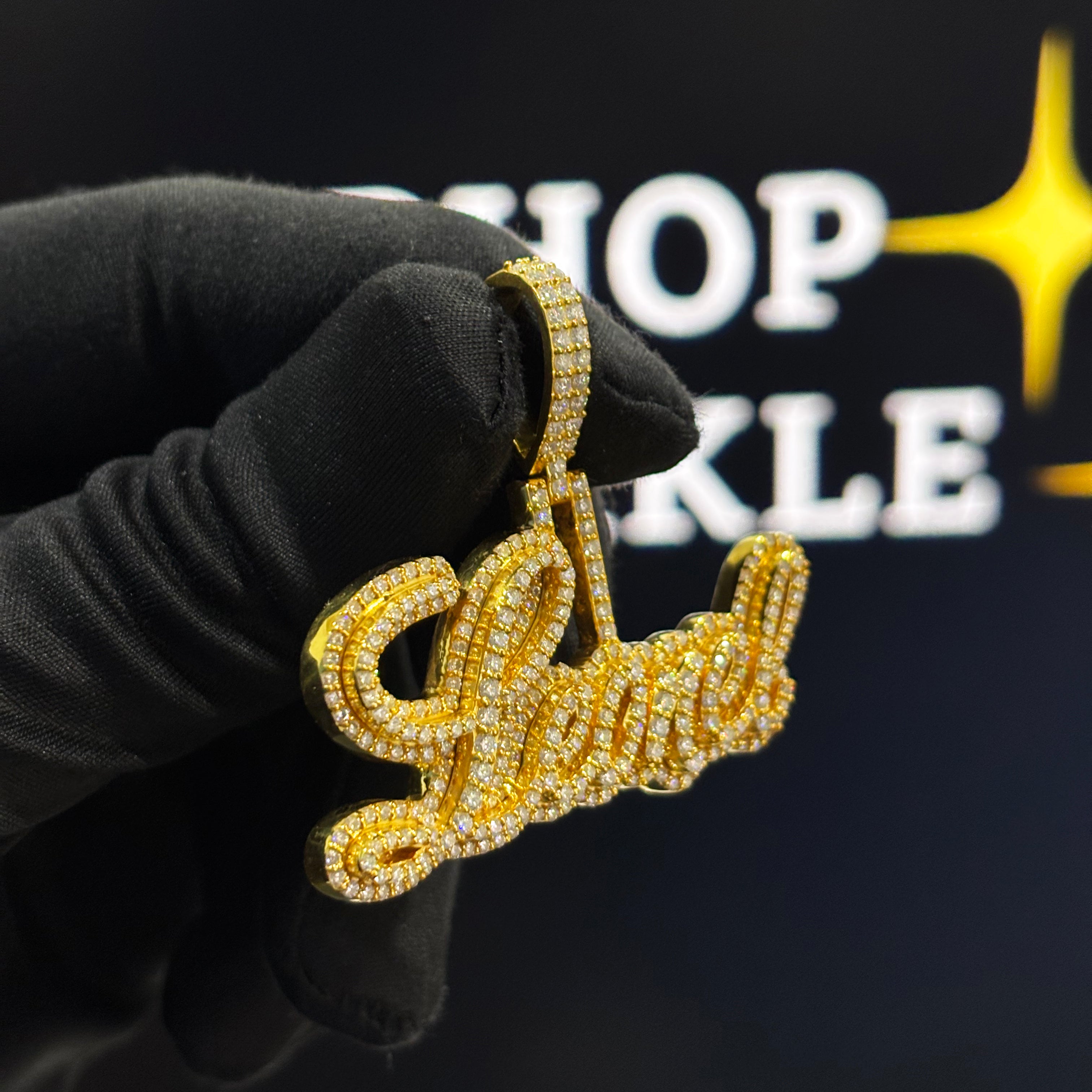 Iced Out 925 Silver With 14K Gold Plated Custom Jewelry – 2 Inch Moissanite Hip Hop Necklace Charm