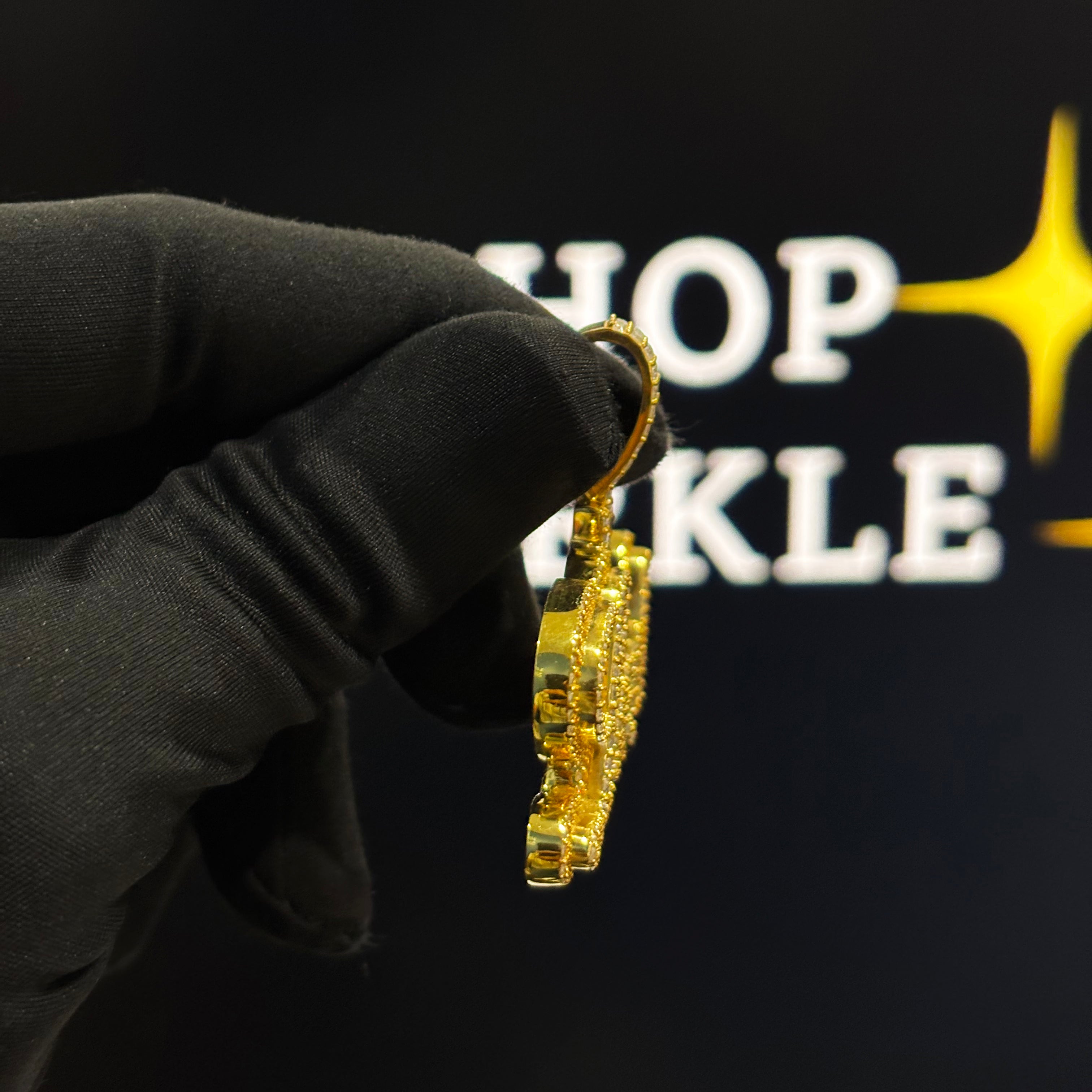 Iced Out 925 Silver With 14K Gold Plated Custom Jewelry – 2 Inch Moissanite Hip Hop Necklace Charm