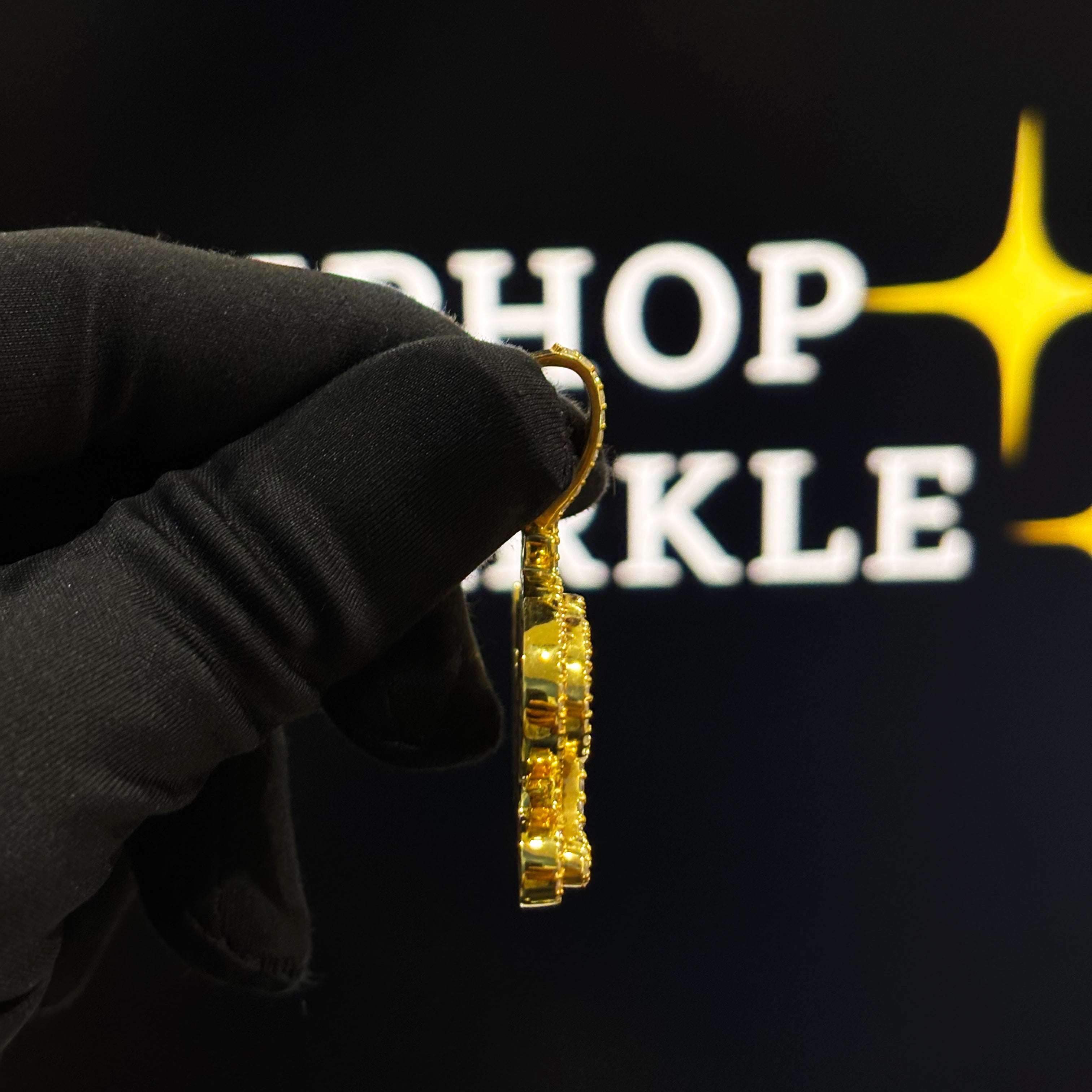 Iced Out 925 Silver With 14K Gold Plated Custom Jewelry – 2 Inch Moissanite Hip Hop Necklace Charm