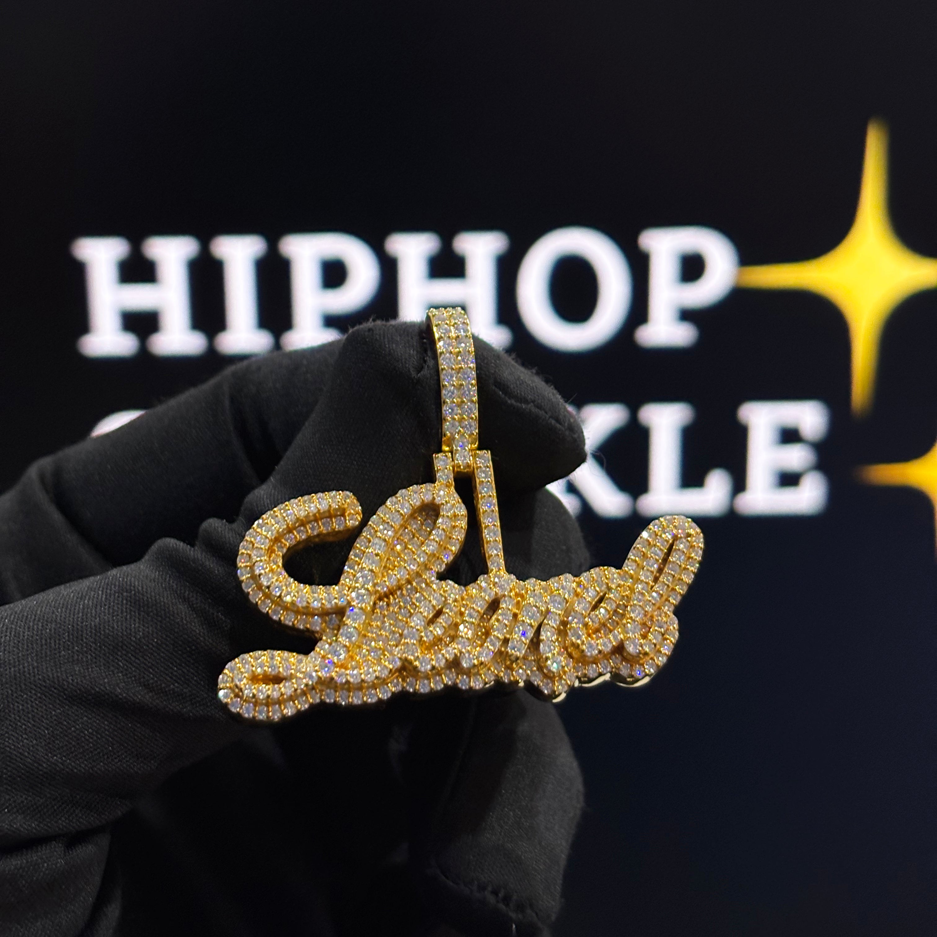 Iced Out 925 Silver With 14K Gold Plated Custom Jewelry – 2 Inch Moissanite Hip Hop Necklace Charm