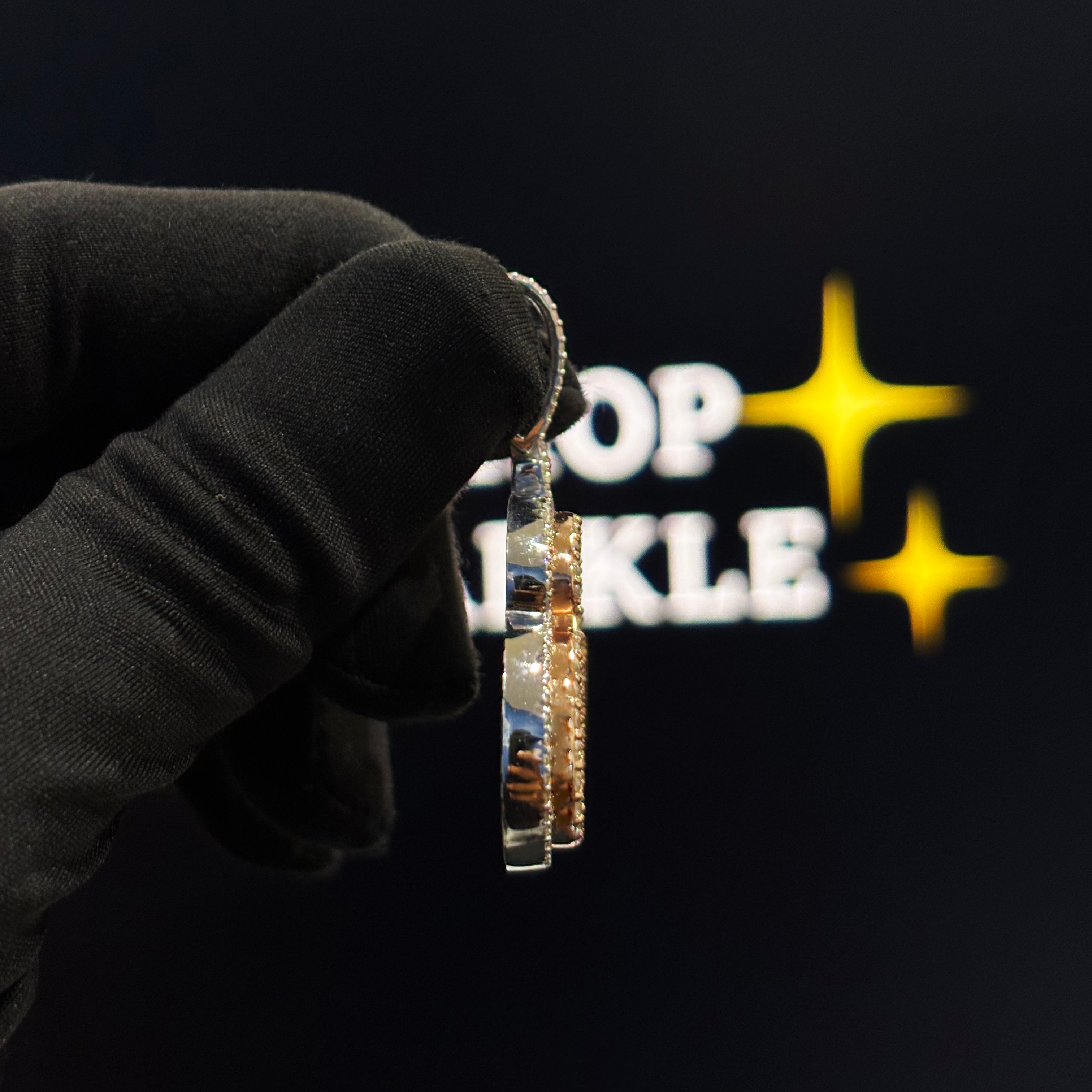 Personalized Joan Pendant – Two Tone Rose Gold & Silver, 1.9 Inch Moissanite Custom Name Hip Hop Chain Jewelry