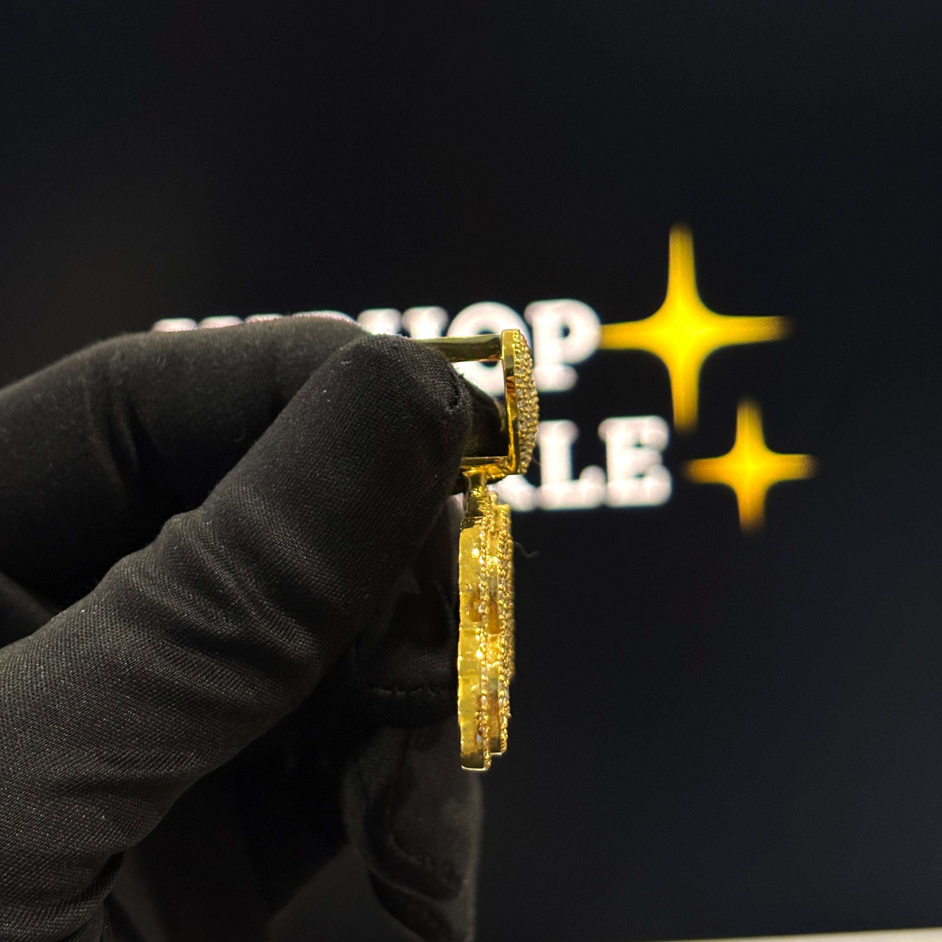 Adarielys Custom Name Pendant – Double Layer Cursive, 14K Gold Plated with VVS Moissanite & Heart Bail (2.5")