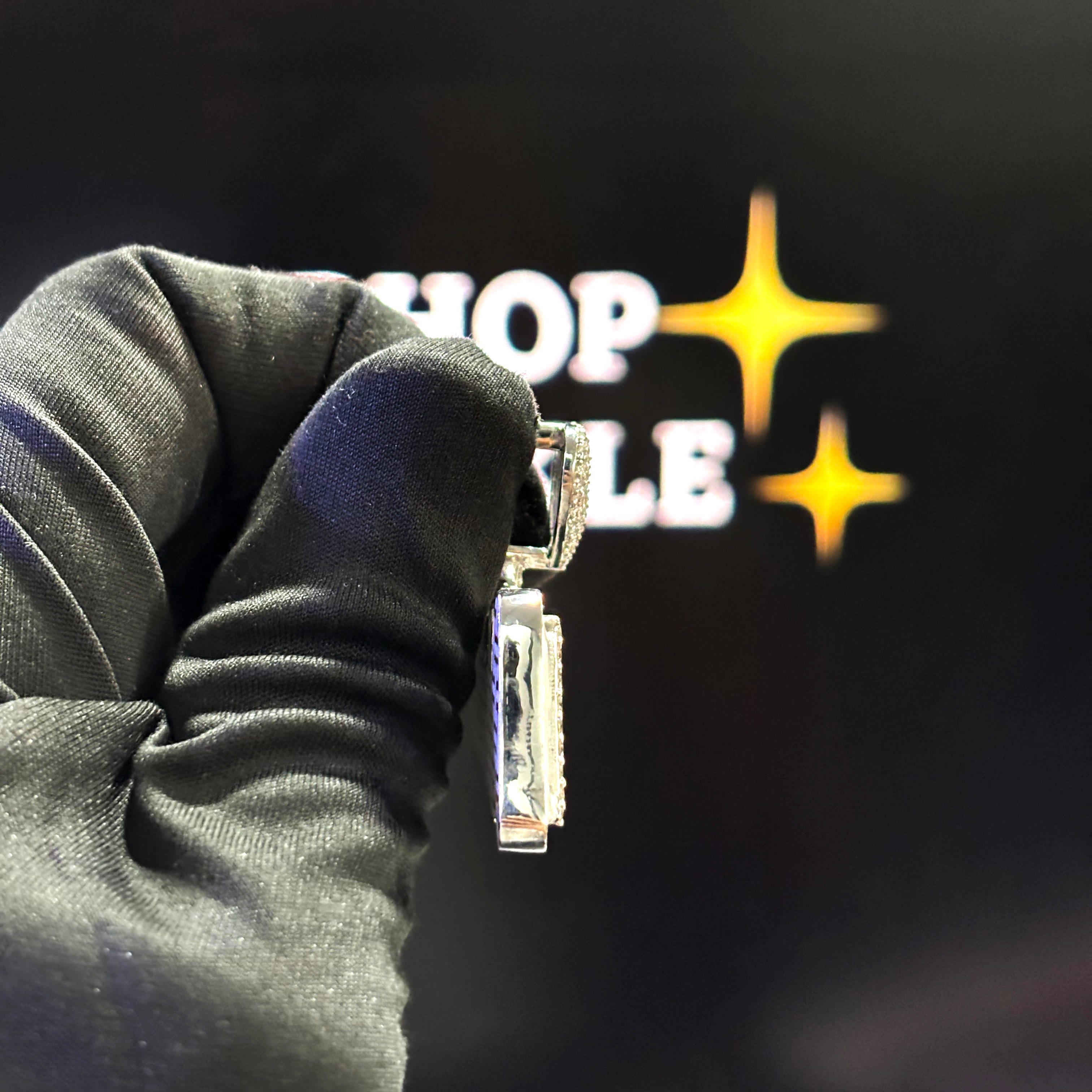 Aleishka Custom Name Pendant – Diamond Iced Out with White Enamel & Heart Bail (2")