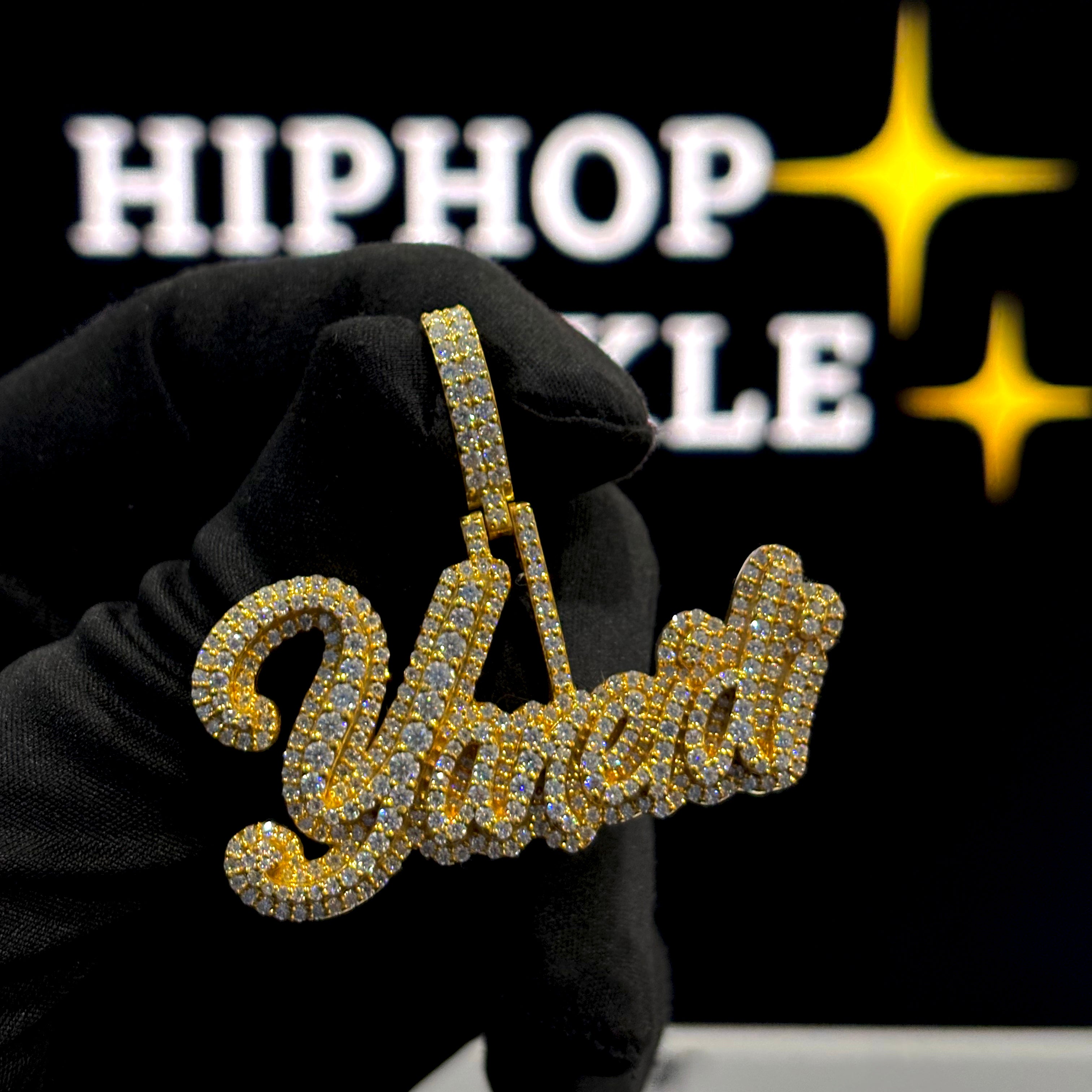 Custom Name Pendant “Yaneidi” – 925 Silver Iced Out with VVS Moissanite (2" Length)