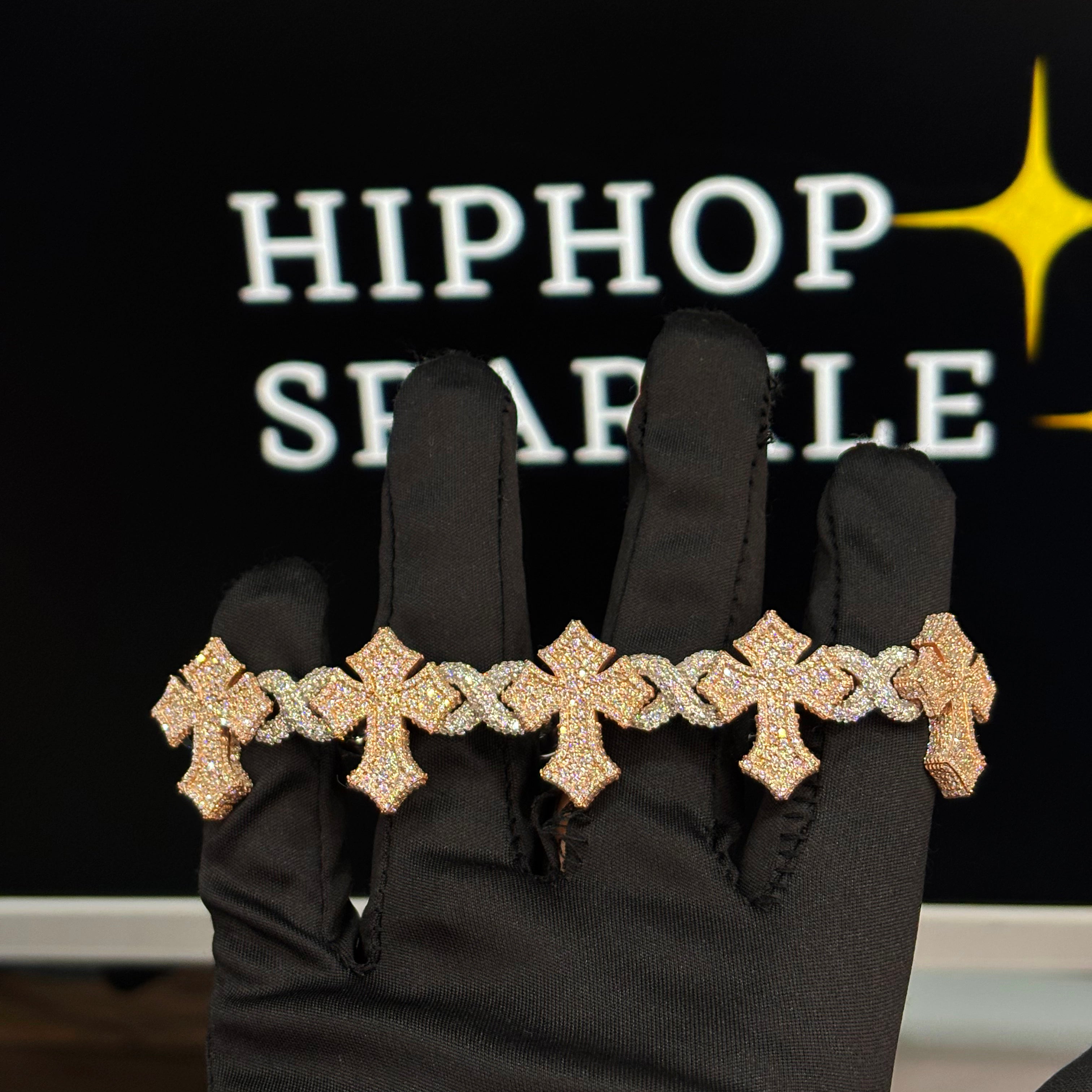 Rose & White Gold Moissanite Hip Hop Jewelry