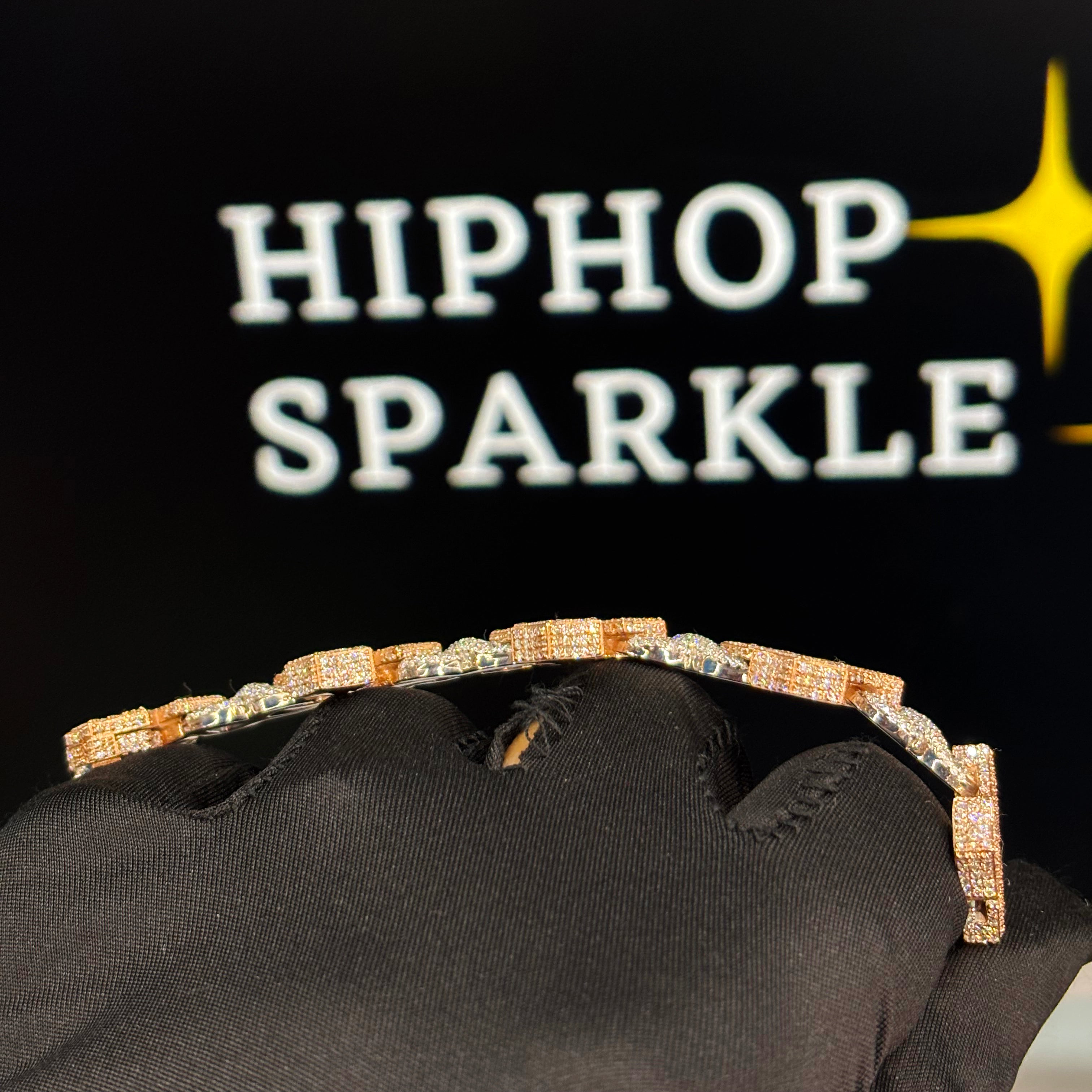 Rose & White Gold Moissanite Hip Hop Jewelry