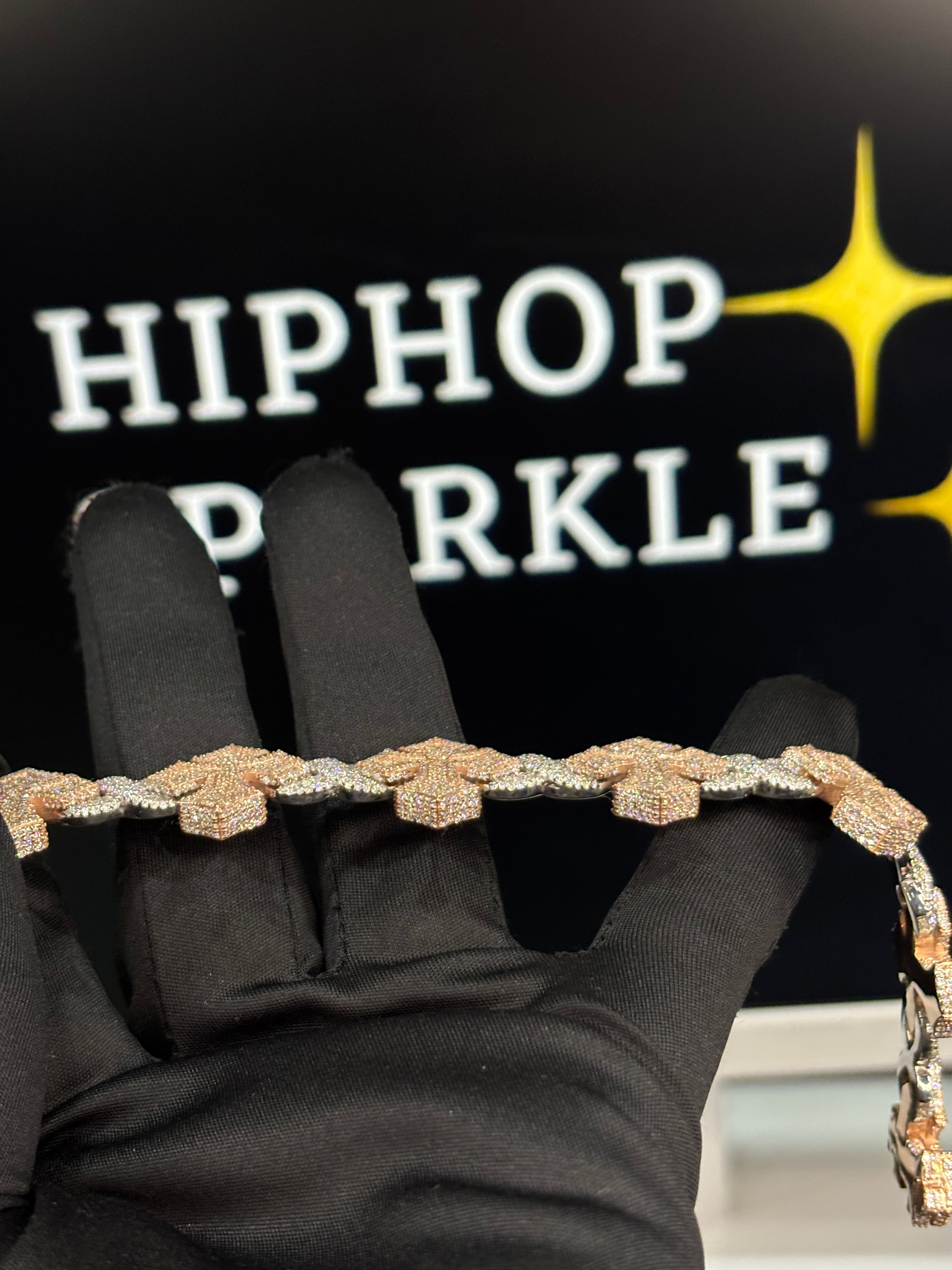 Rose & White Gold Moissanite Hip Hop Jewelry