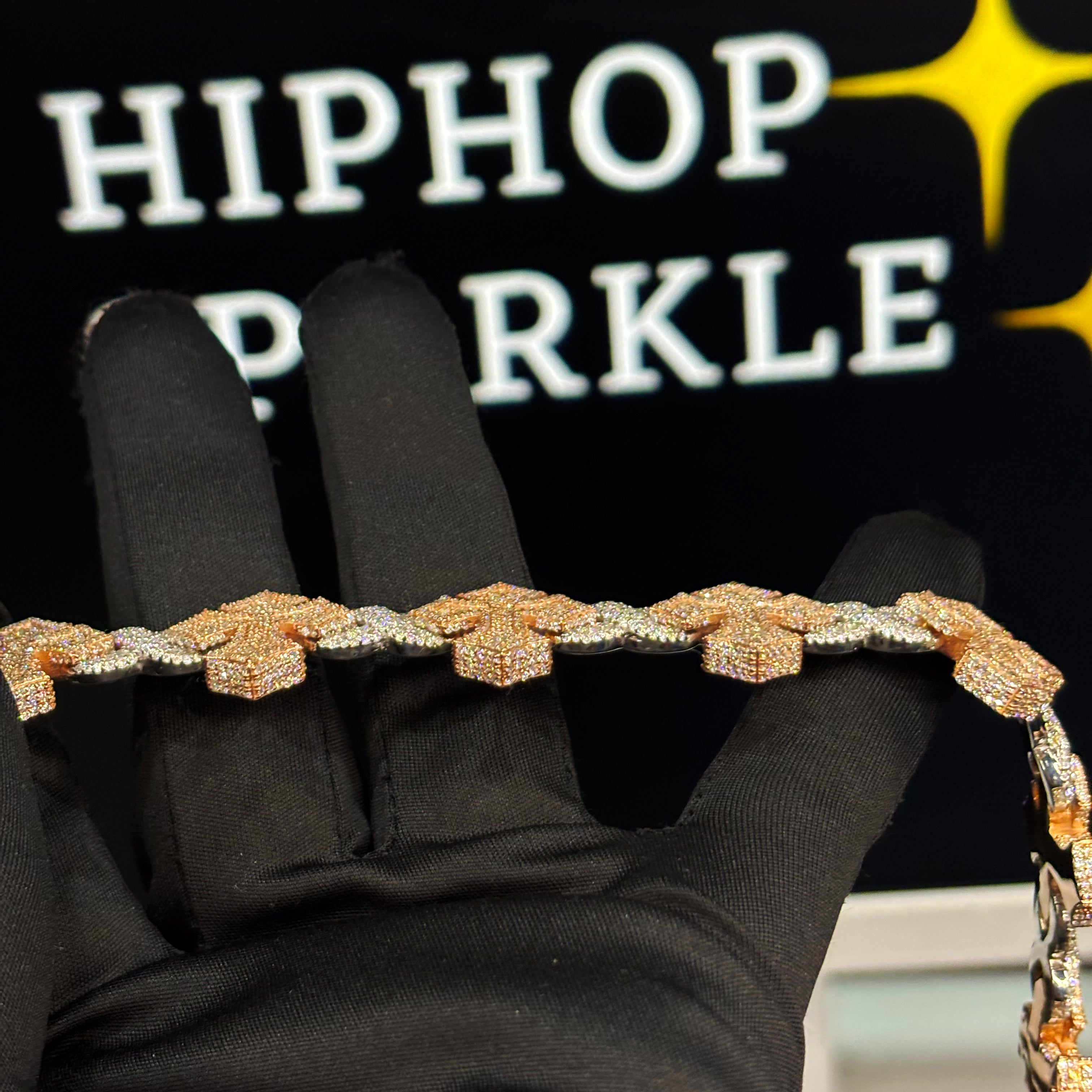 Rose & White Gold Moissanite Hip Hop Jewelry