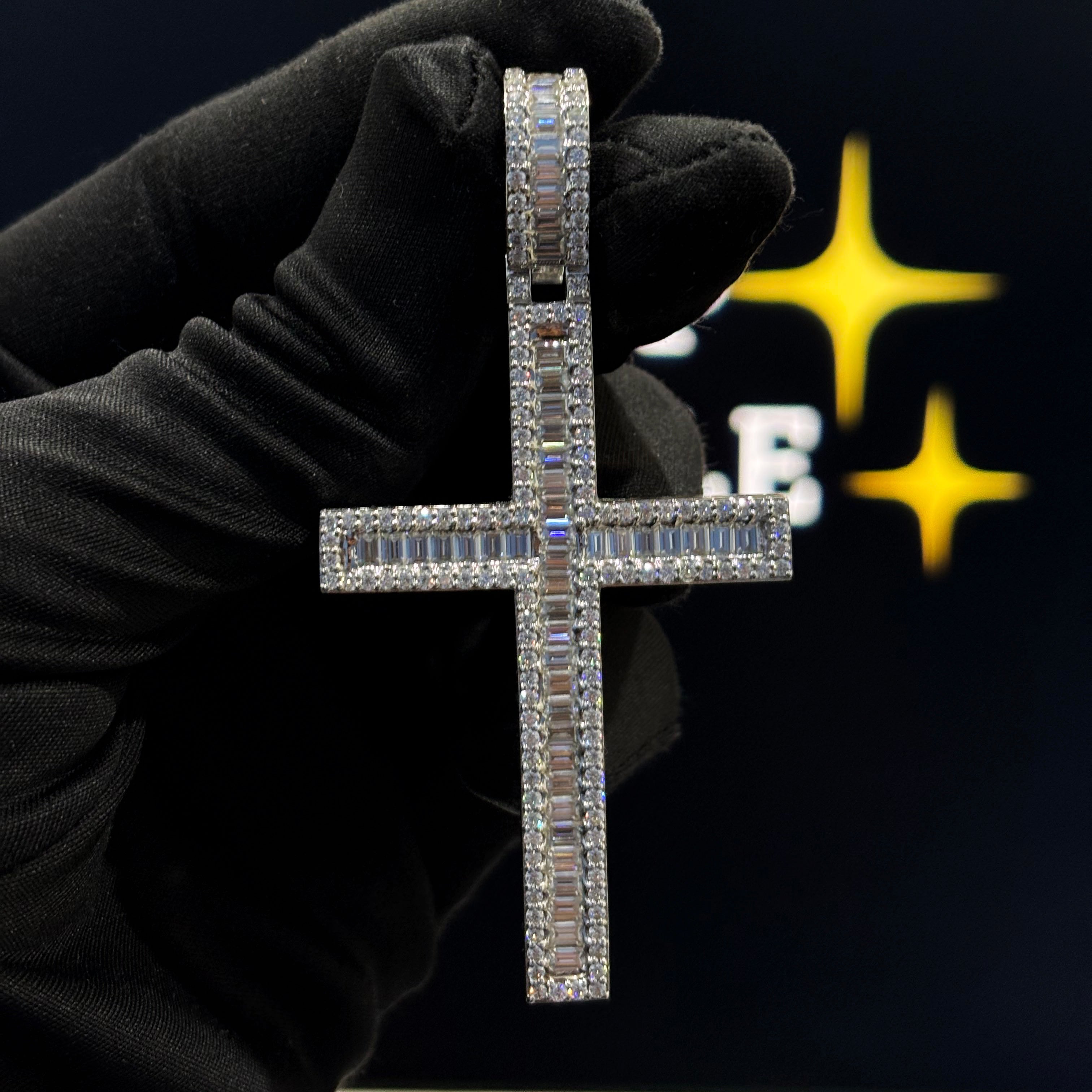 Moissanite Diamond Cross Necklace Charm