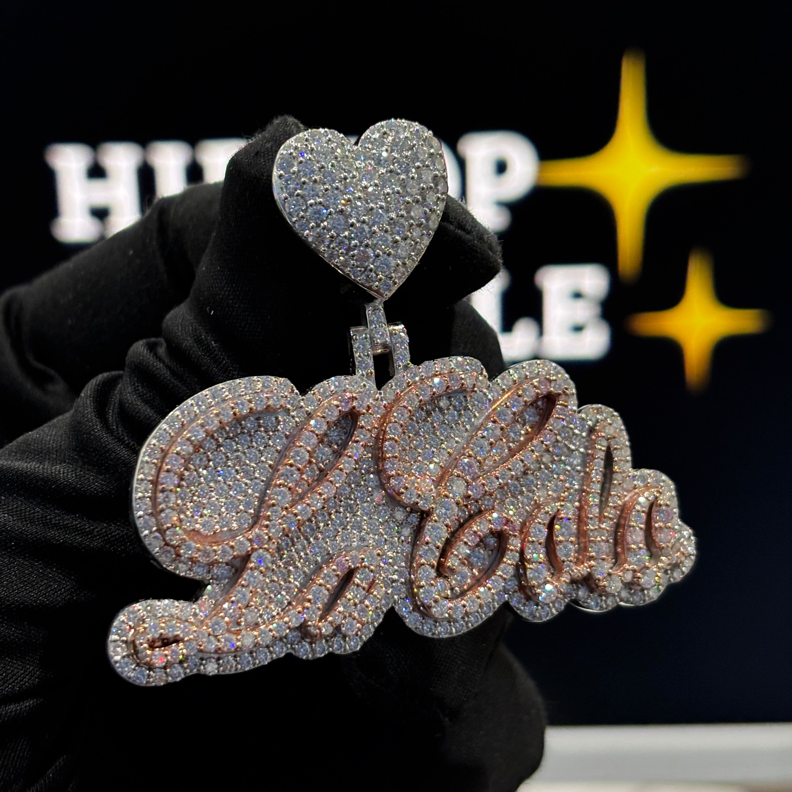 Iced Out Moissanite Hip Hop Jewelry with Heart Bail