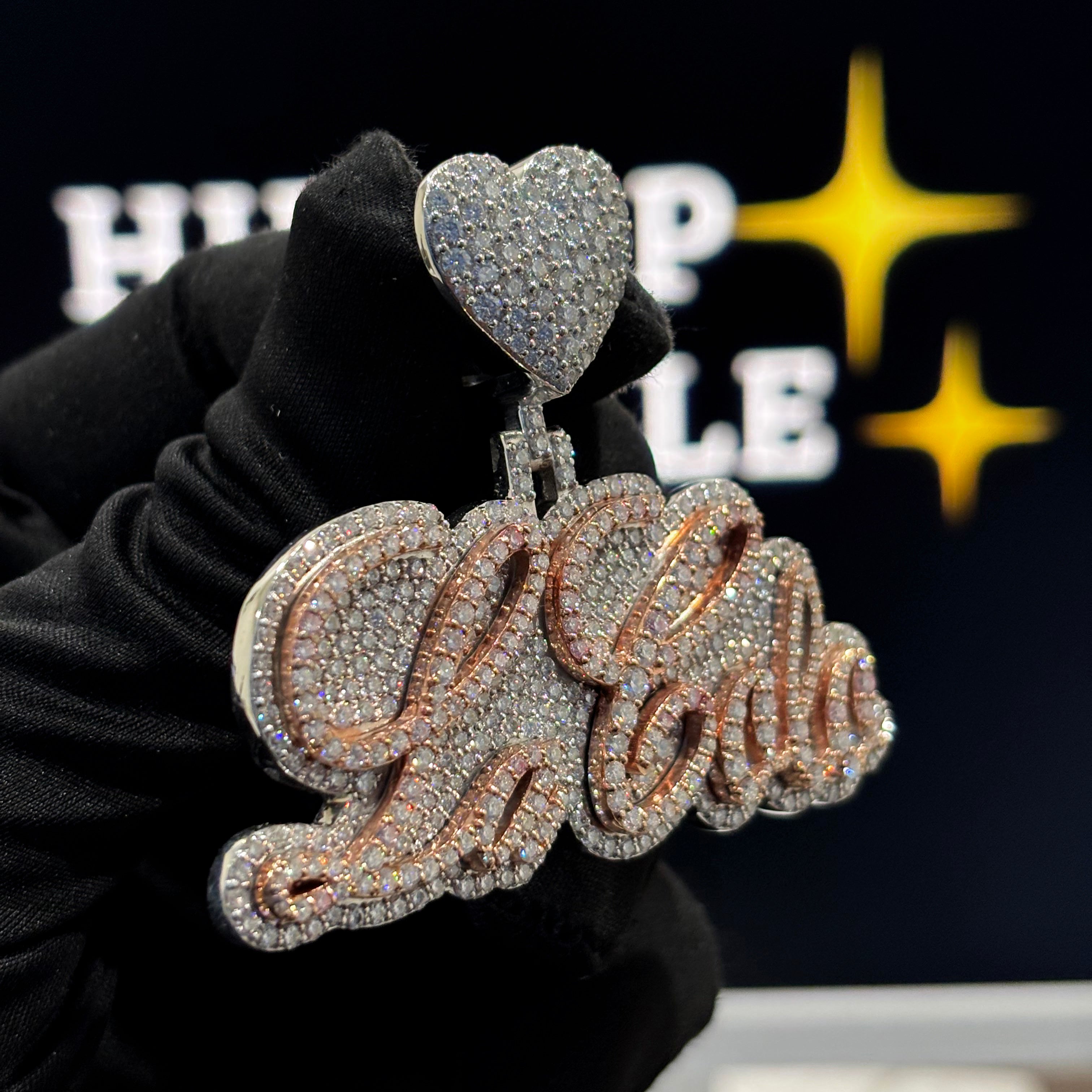 Iced Out Moissanite Hip Hop Jewelry with Heart Bail