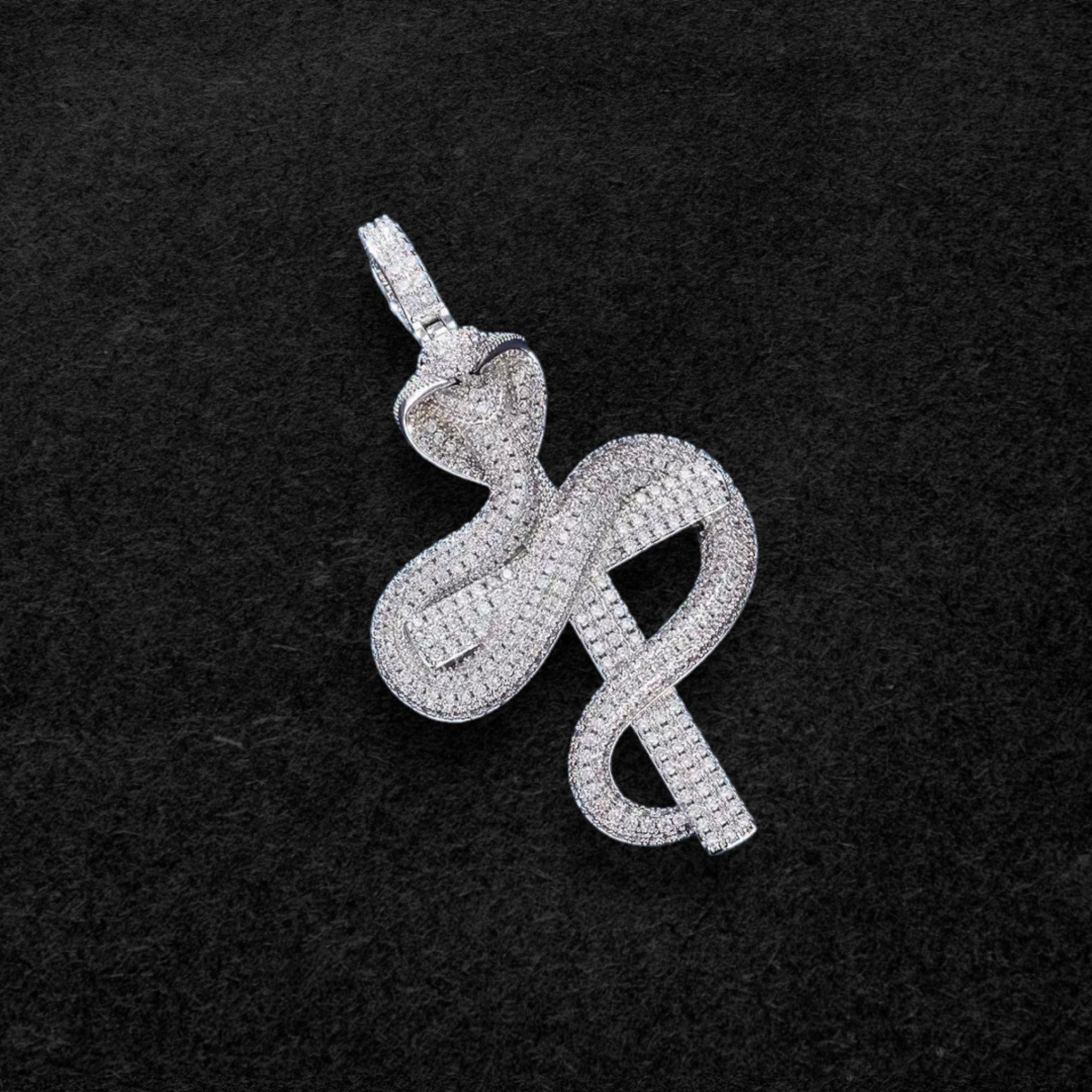 Moissanite Twisted Snake Cross Pendant
