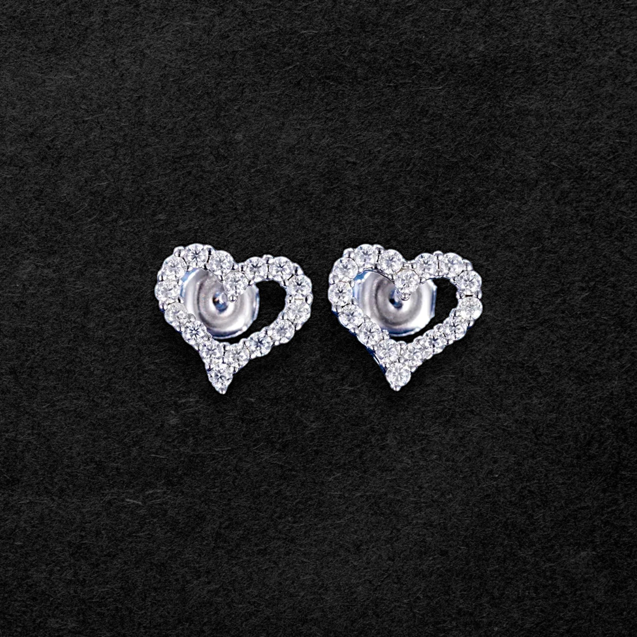 Romantic Moissanite Love Heart Stud Earrings