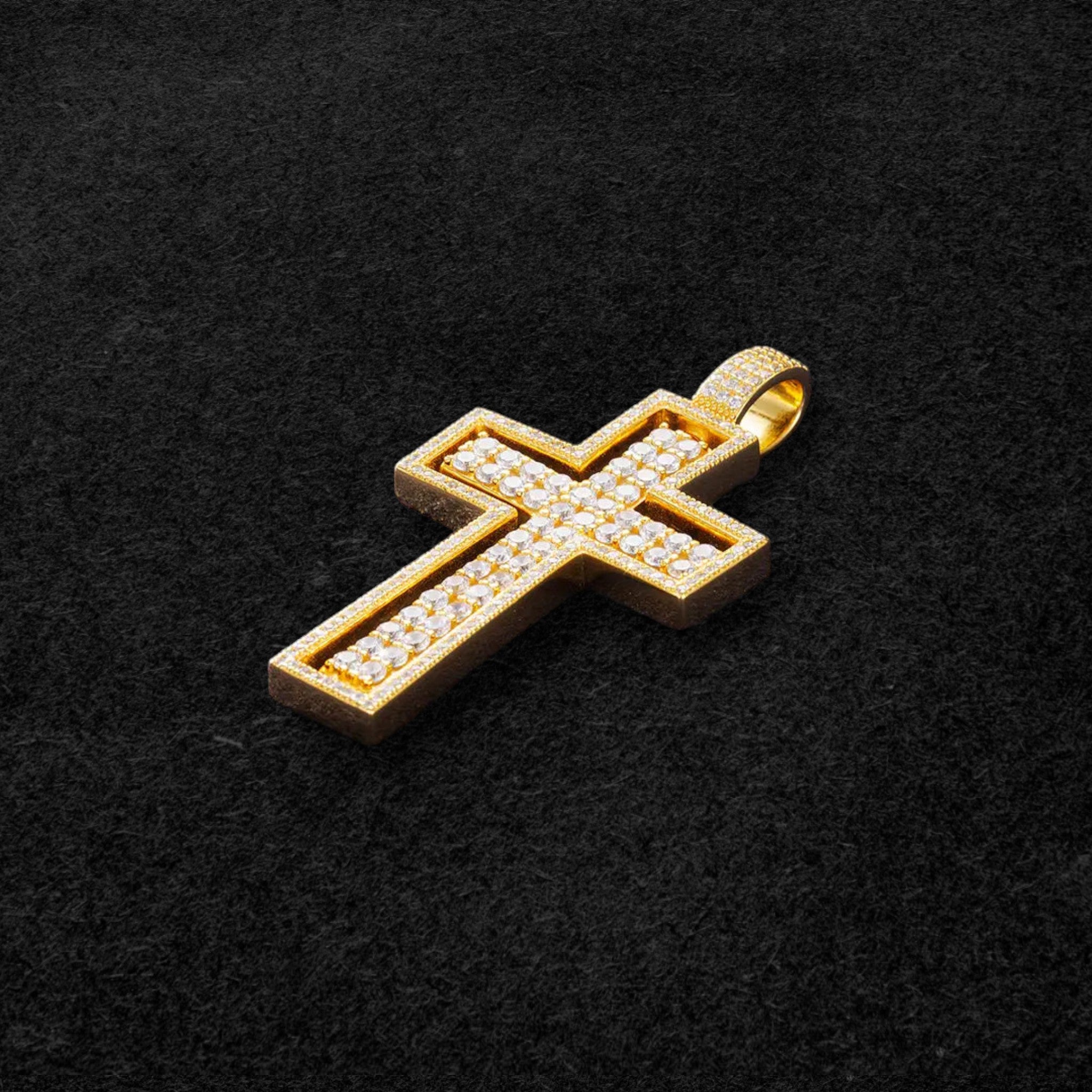 Rotatable Round and Baguette Cross Pendant