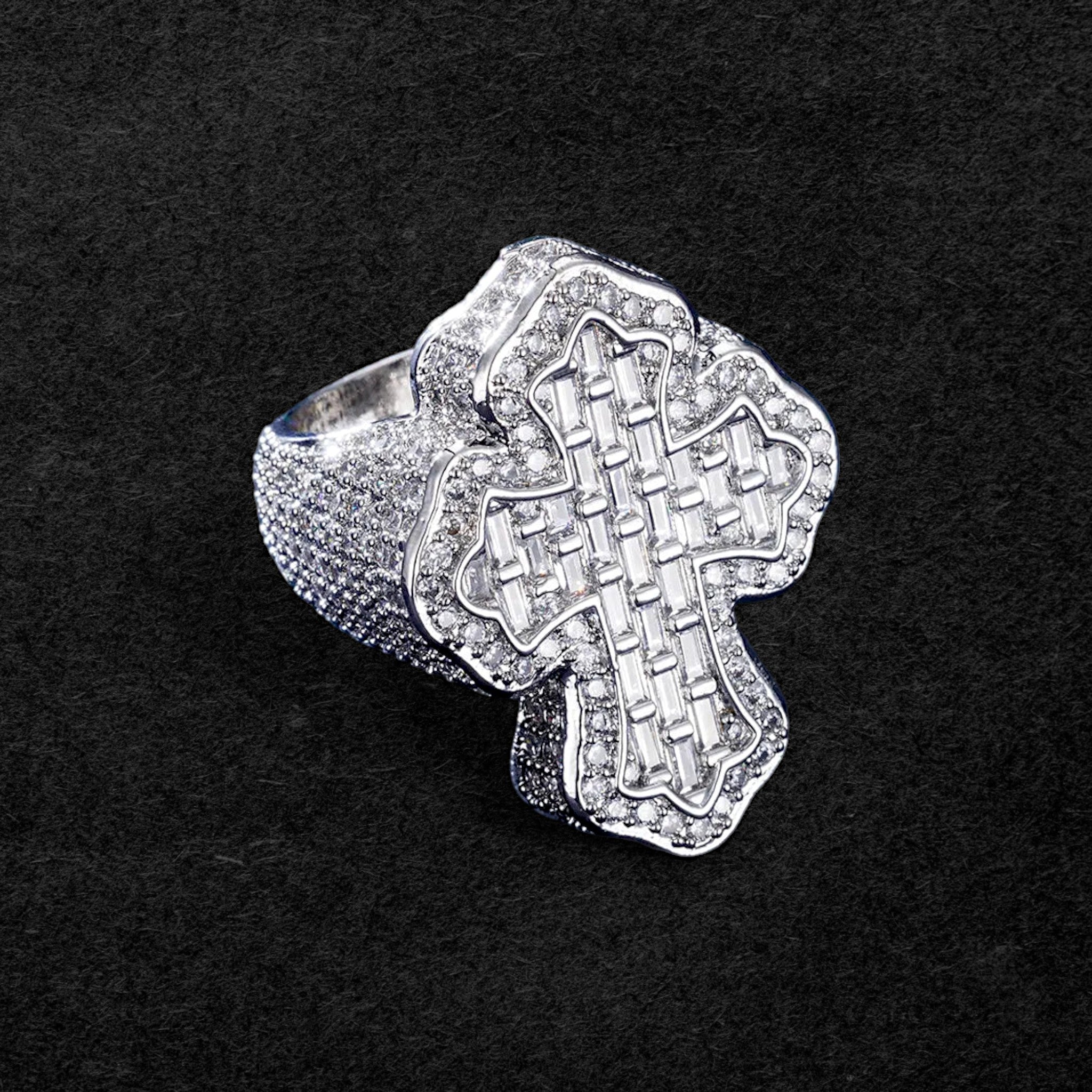 Elegant Baguette Diamond Cross Ring