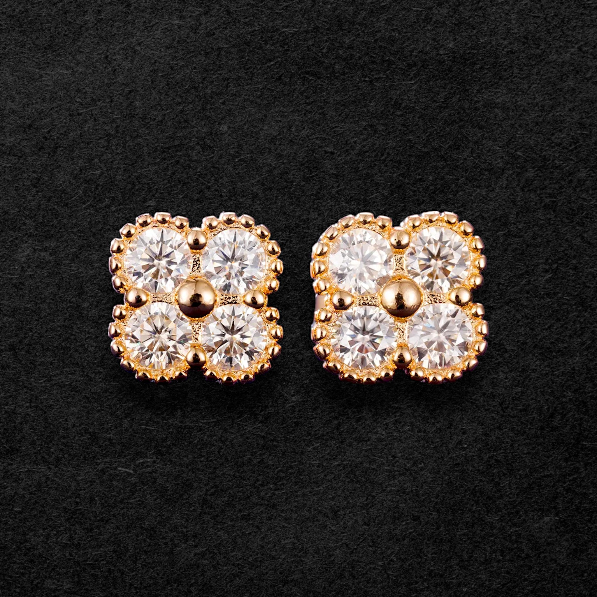 Exquisite Moissanite Floral Stud Earrings