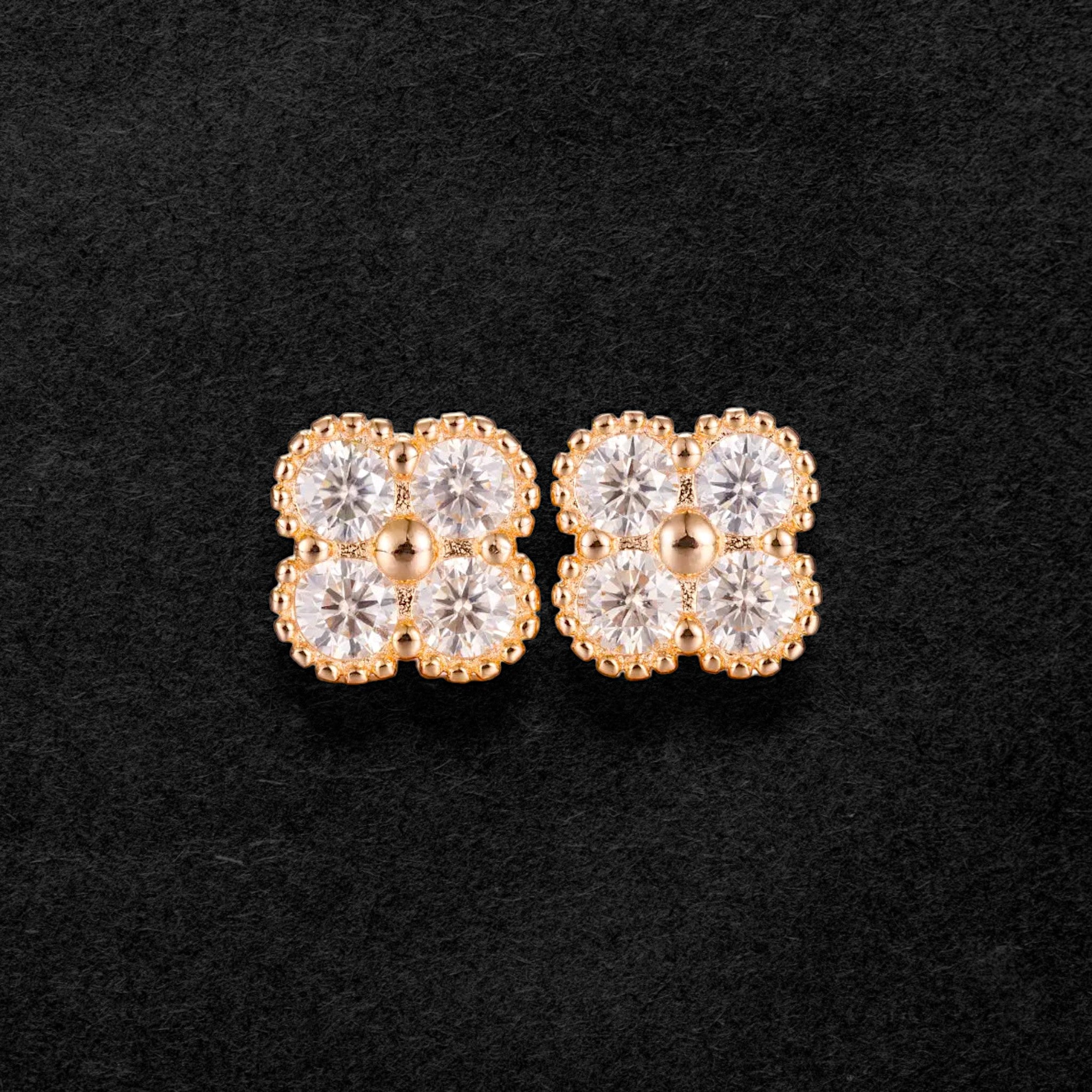 Exquisite Moissanite Floral Stud Earrings