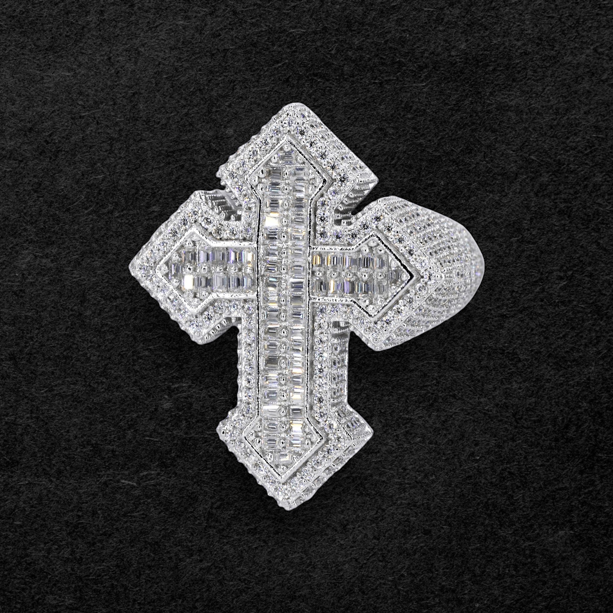 Elegant Cross Moissanite Diamond Ring