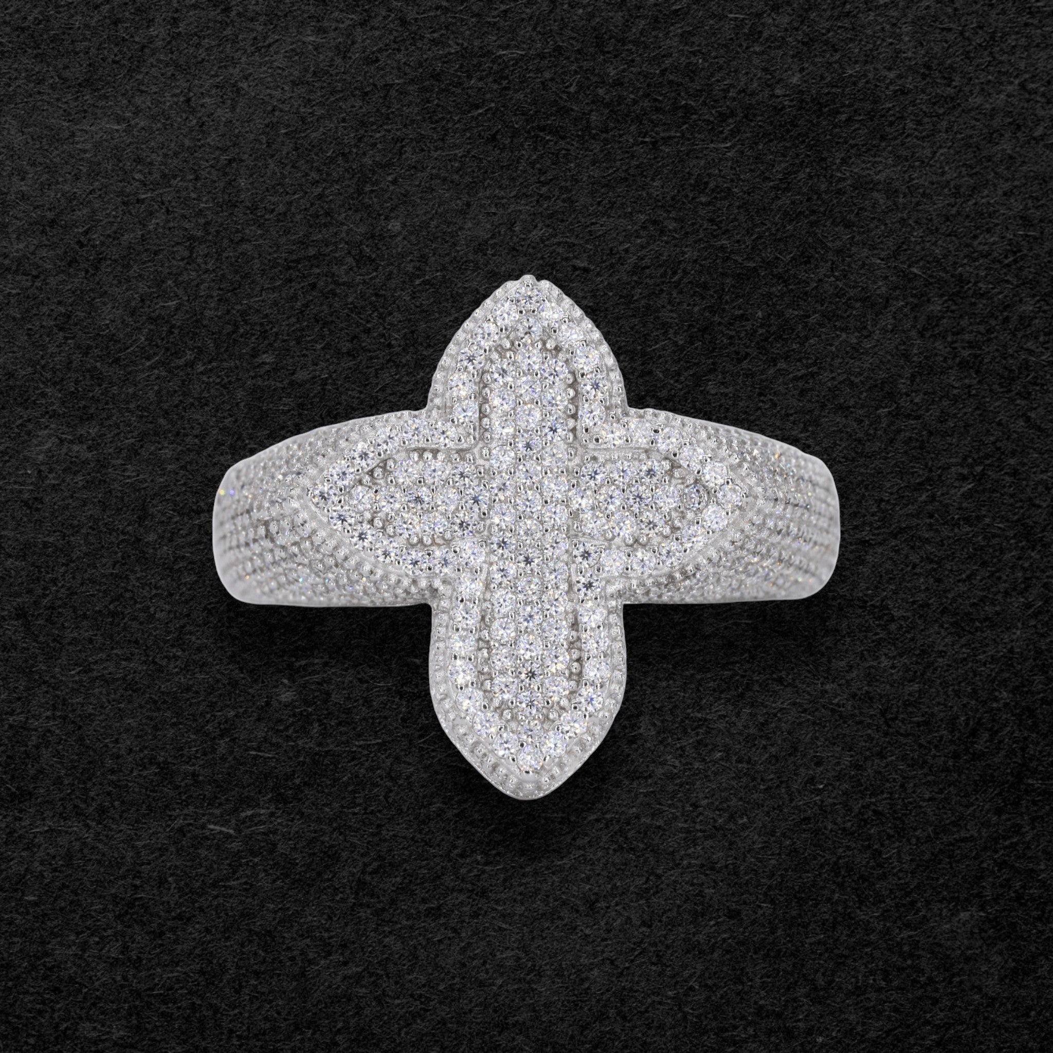 Iced Out Cross Diamond Ring
