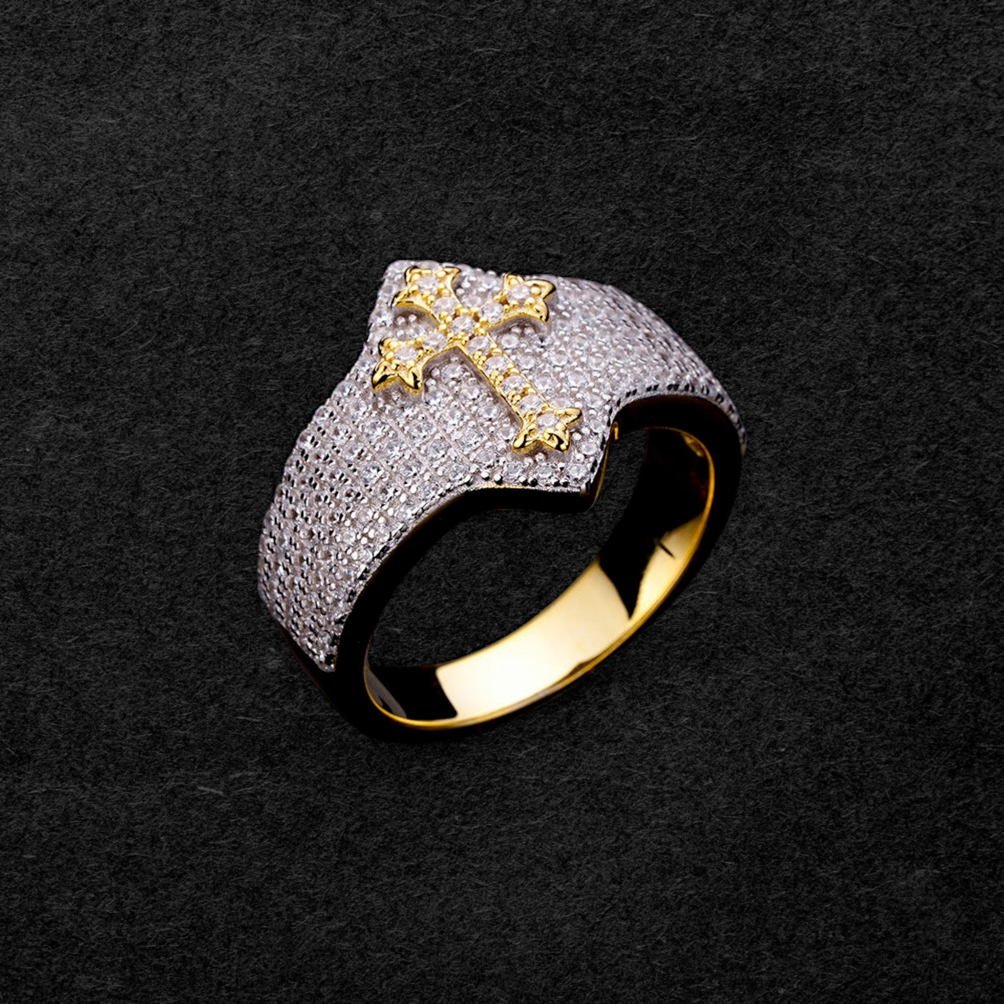 Stylish Silver Clustered Cross Ring