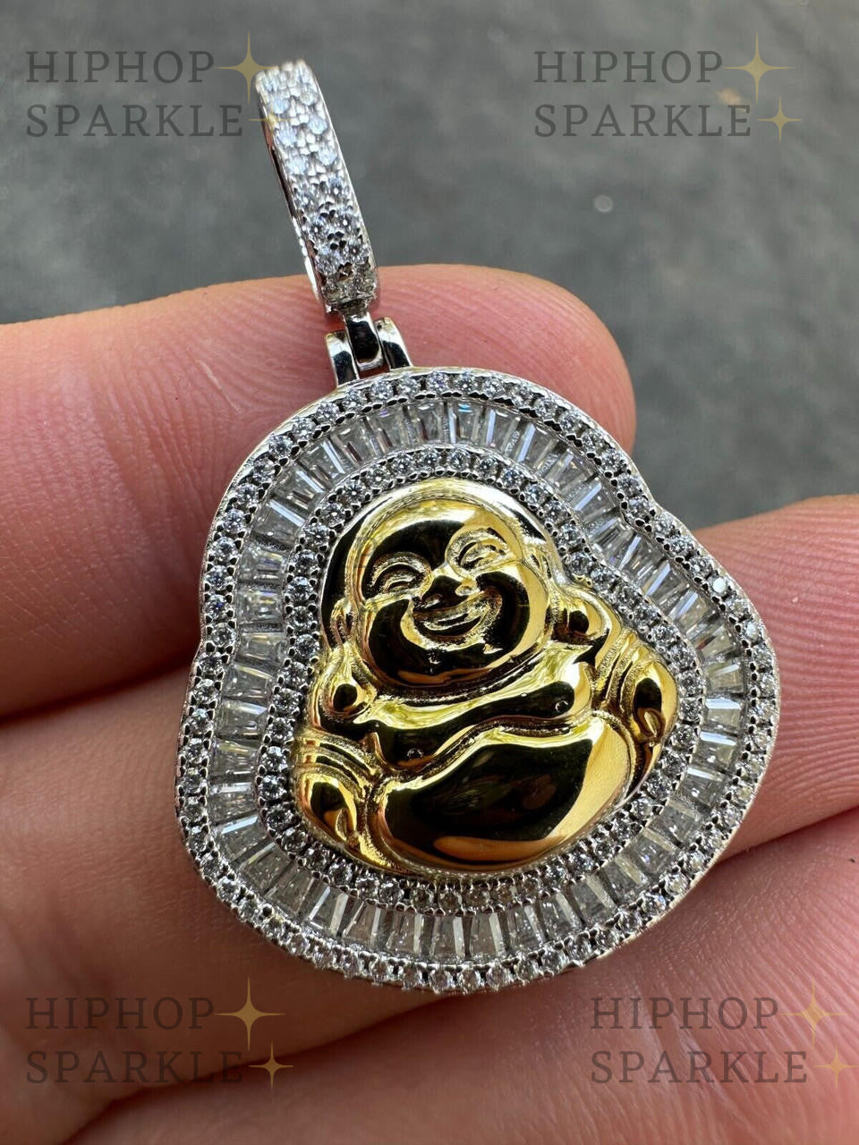 Moissanite Buddha Pendant - 14k Gold Vermeil & 925 Silver