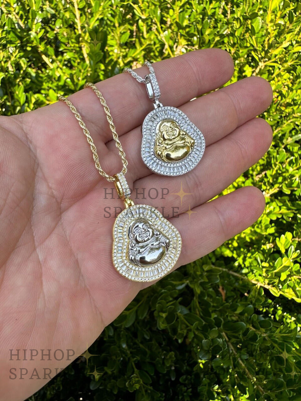 Moissanite Buddha Pendant - 14k Gold Vermeil & 925 Silver