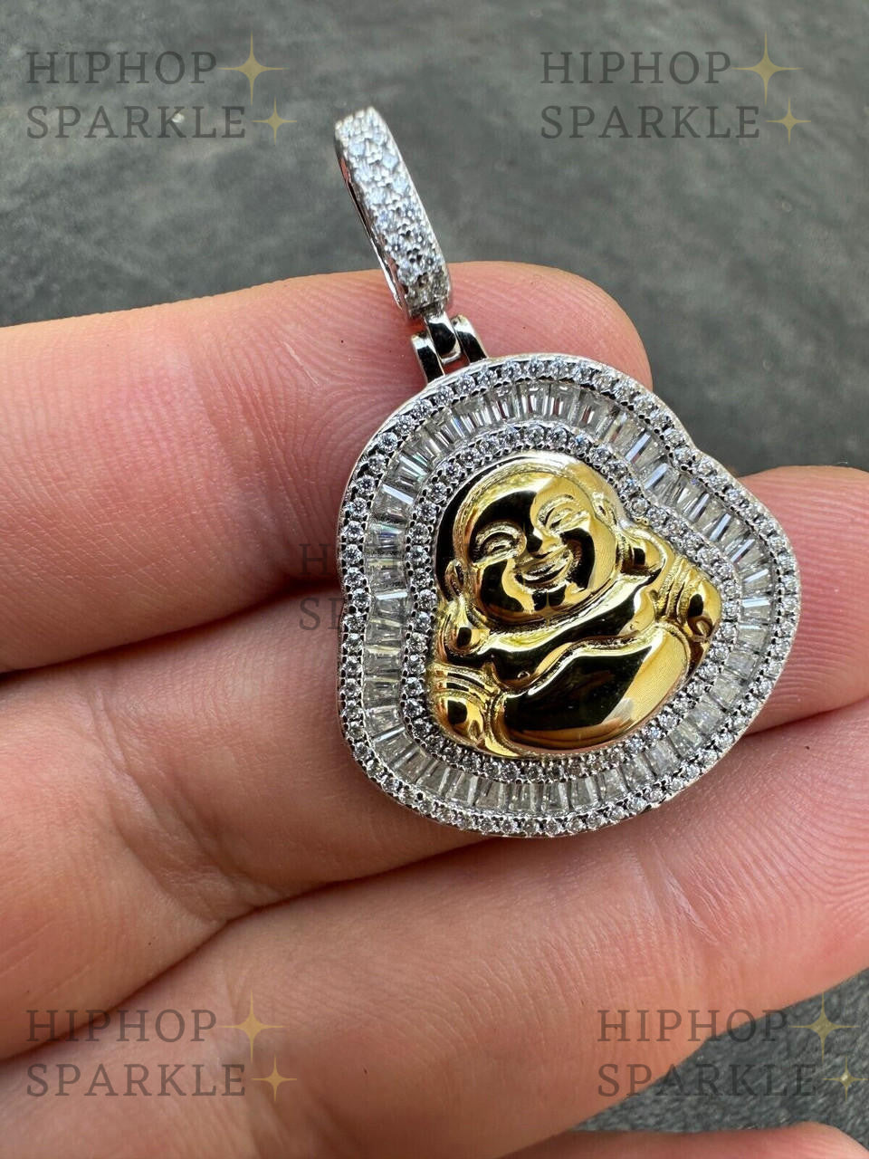 Moissanite Buddha Pendant - 14k Gold Vermeil & 925 Silver