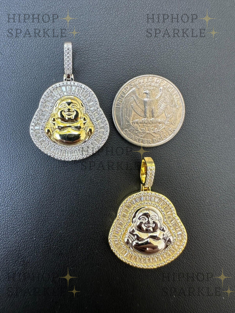 Moissanite Buddha Pendant - 14k Gold Vermeil & 925 Silver