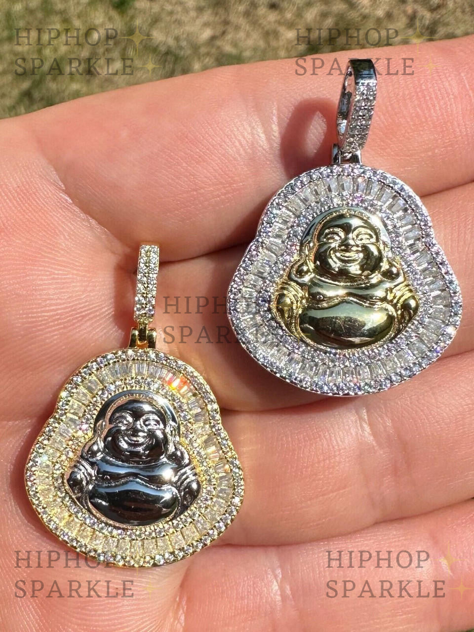 Moissanite Buddha Pendant - 14k Gold Vermeil & 925 Silver