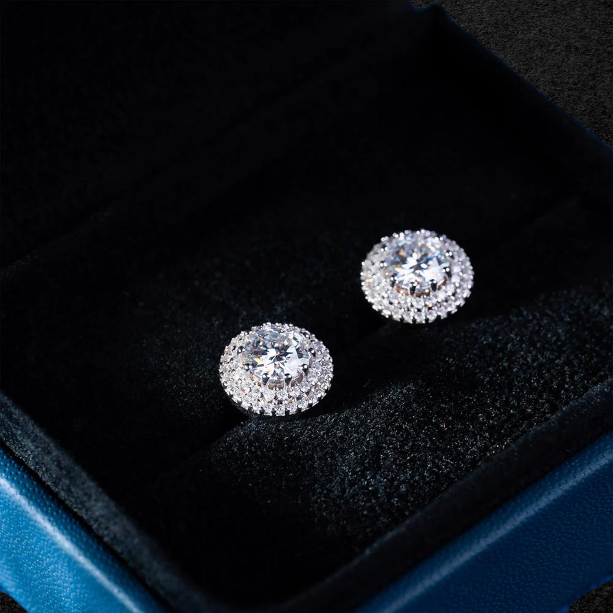Exquisite Double Halo Moissanite Stud Earrings