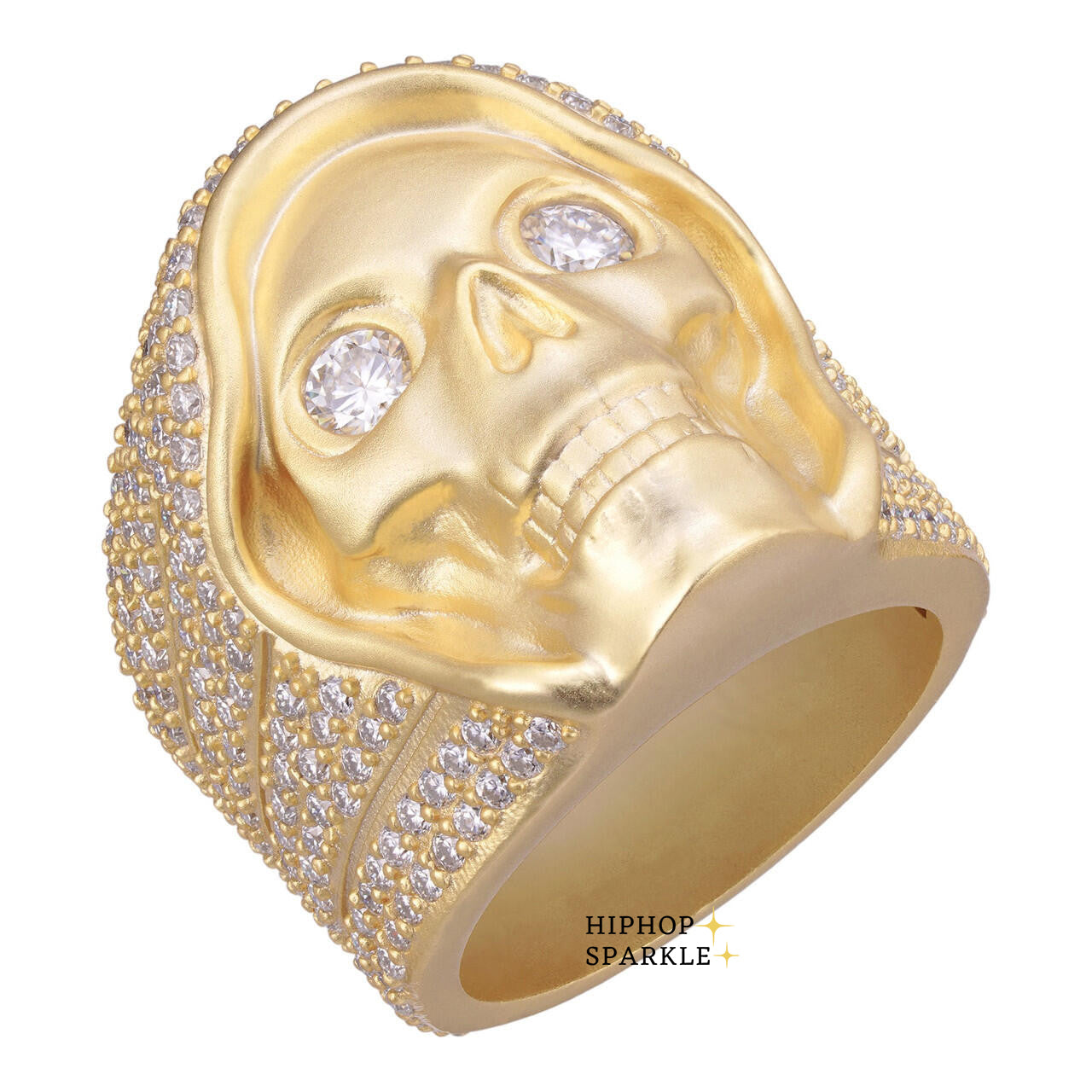 Gothic Moissanite Dead Rider Ring – 14k Gold Vermeil & 925 Silver