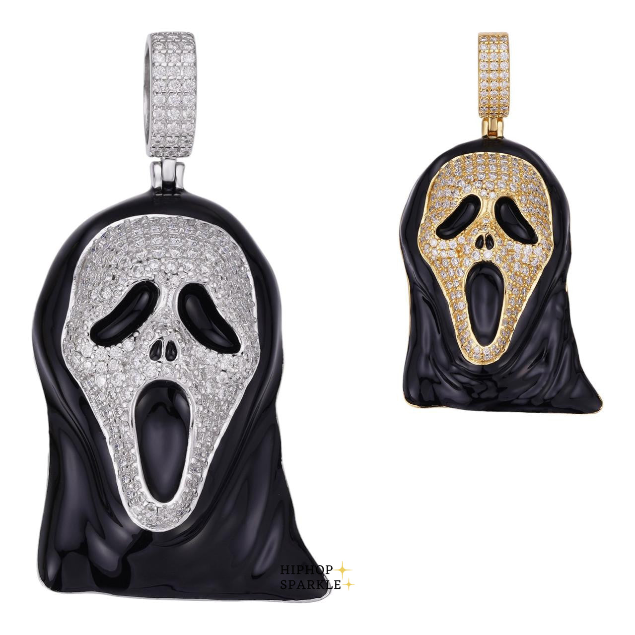 Moissanite Scream Mask Ghostface Iced Pendant - 14k Gold Vermeil & 925 Silver