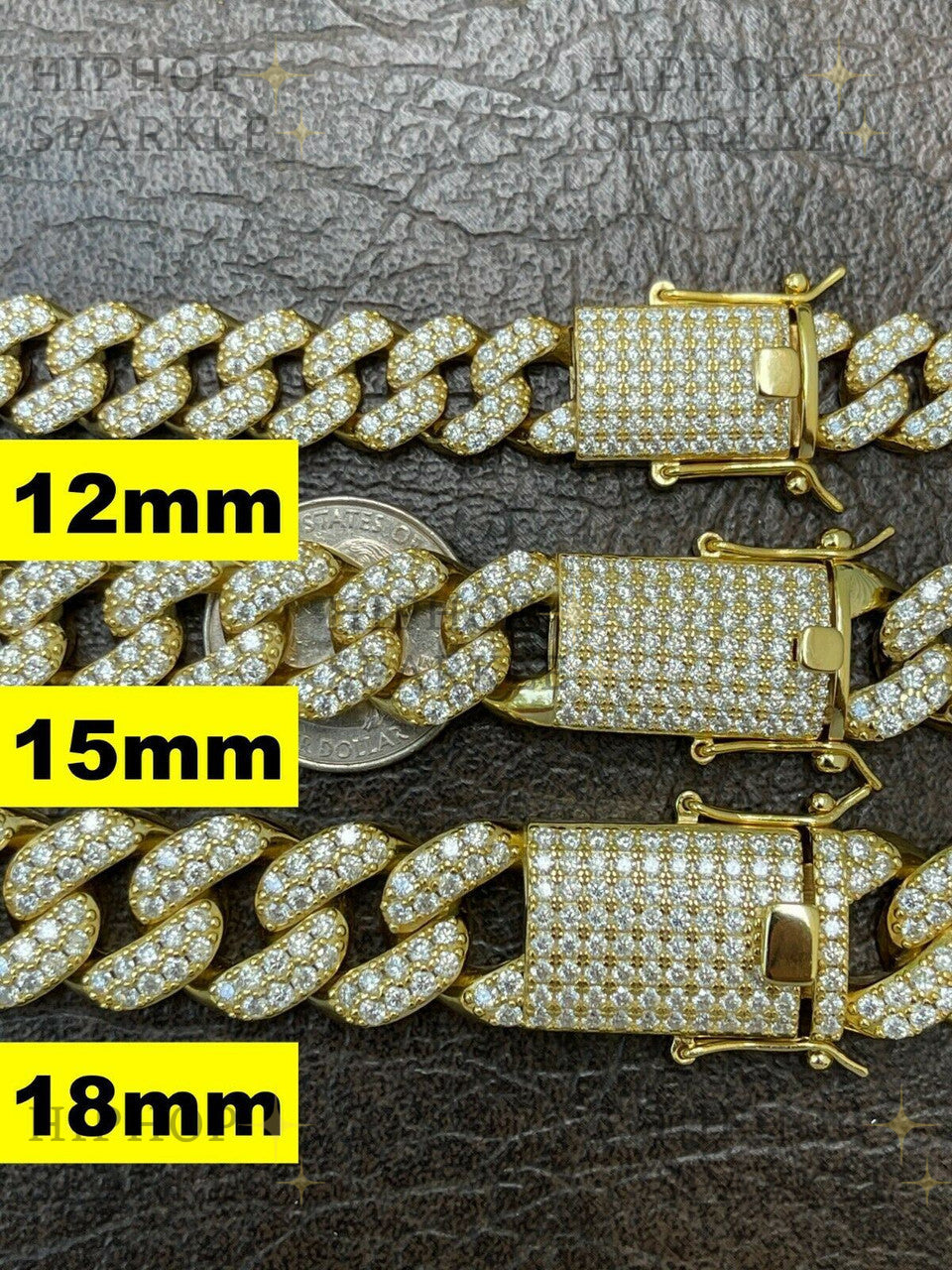 Moissanite Classic Miami Cuban Link Chain Necklace Iced Out - 14k Gold Vermeil & 925 Silver