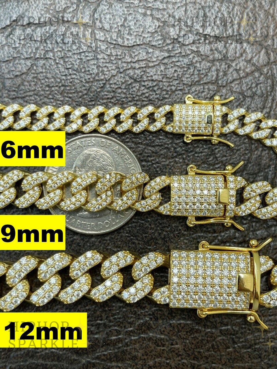 Moissanite Classic Miami Cuban Link Chain Necklace Iced Out - 14k Gold Vermeil & 925 Silver