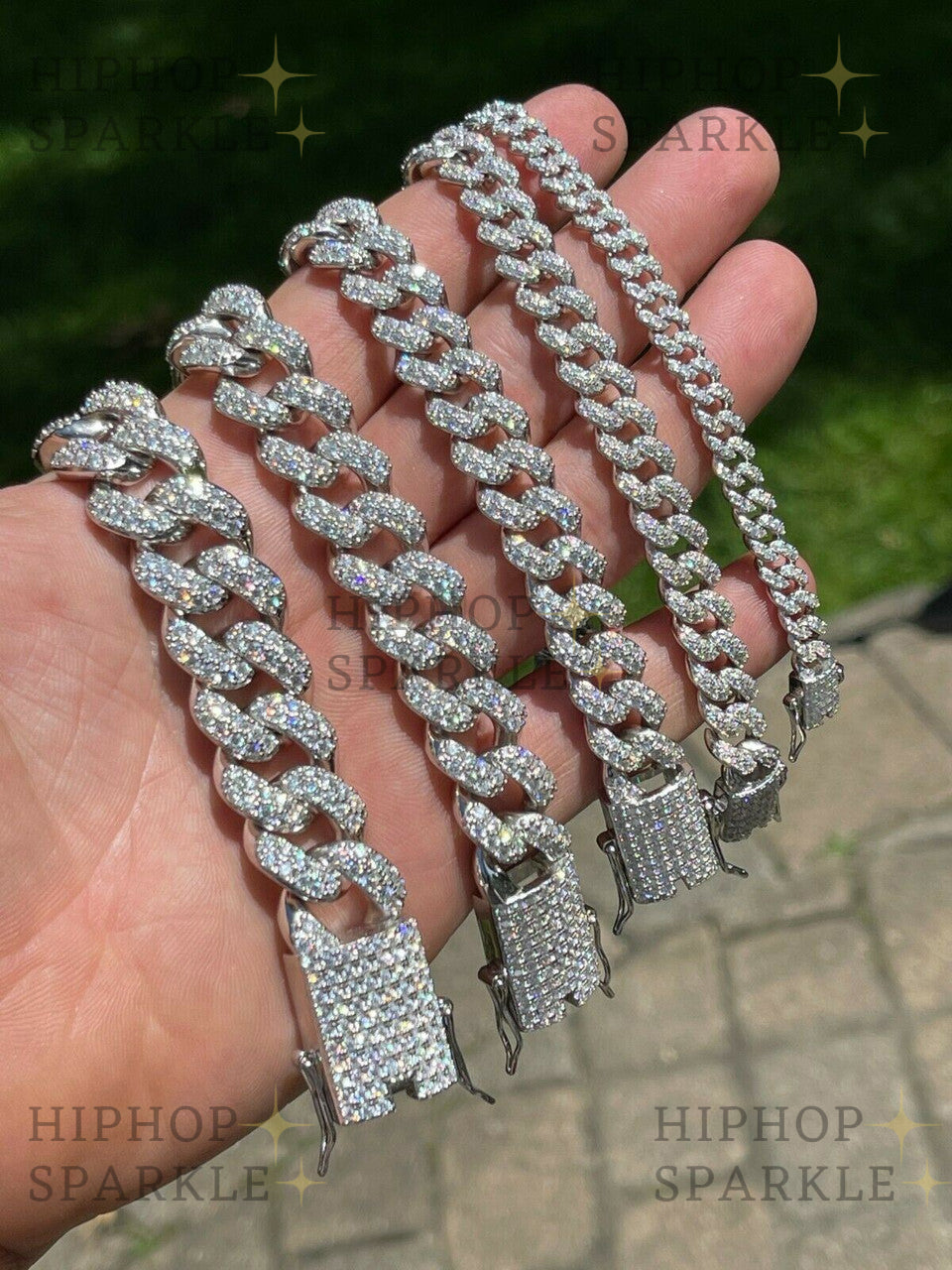 Moissanite Classic Miami Cuban Link Chain Necklace Iced Out - 925 Silver