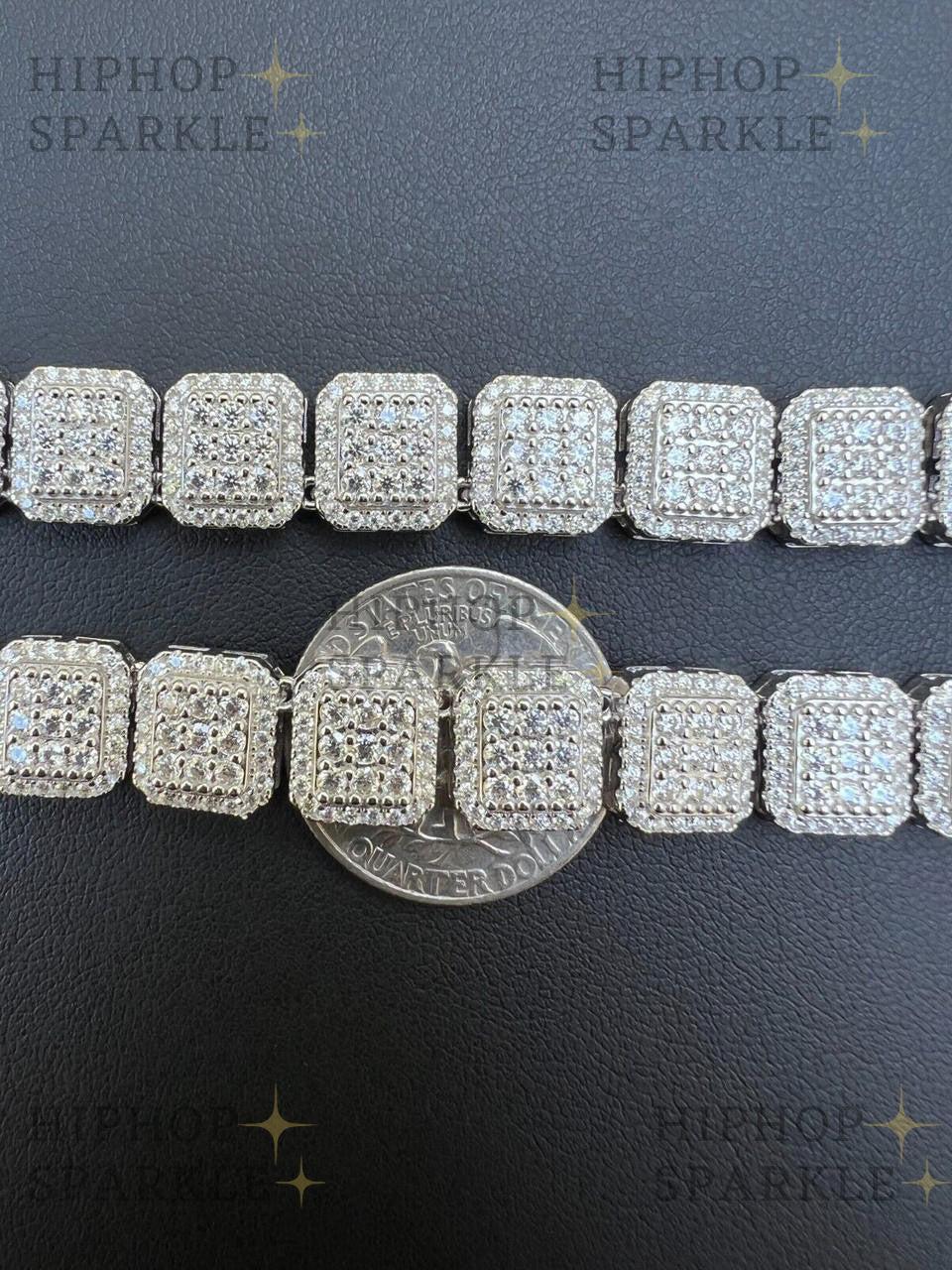 Moissanite Square Big Boy Link Chain Necklace or Bracelet - Iced Out - 925 Silver - 11mm - 18-24"