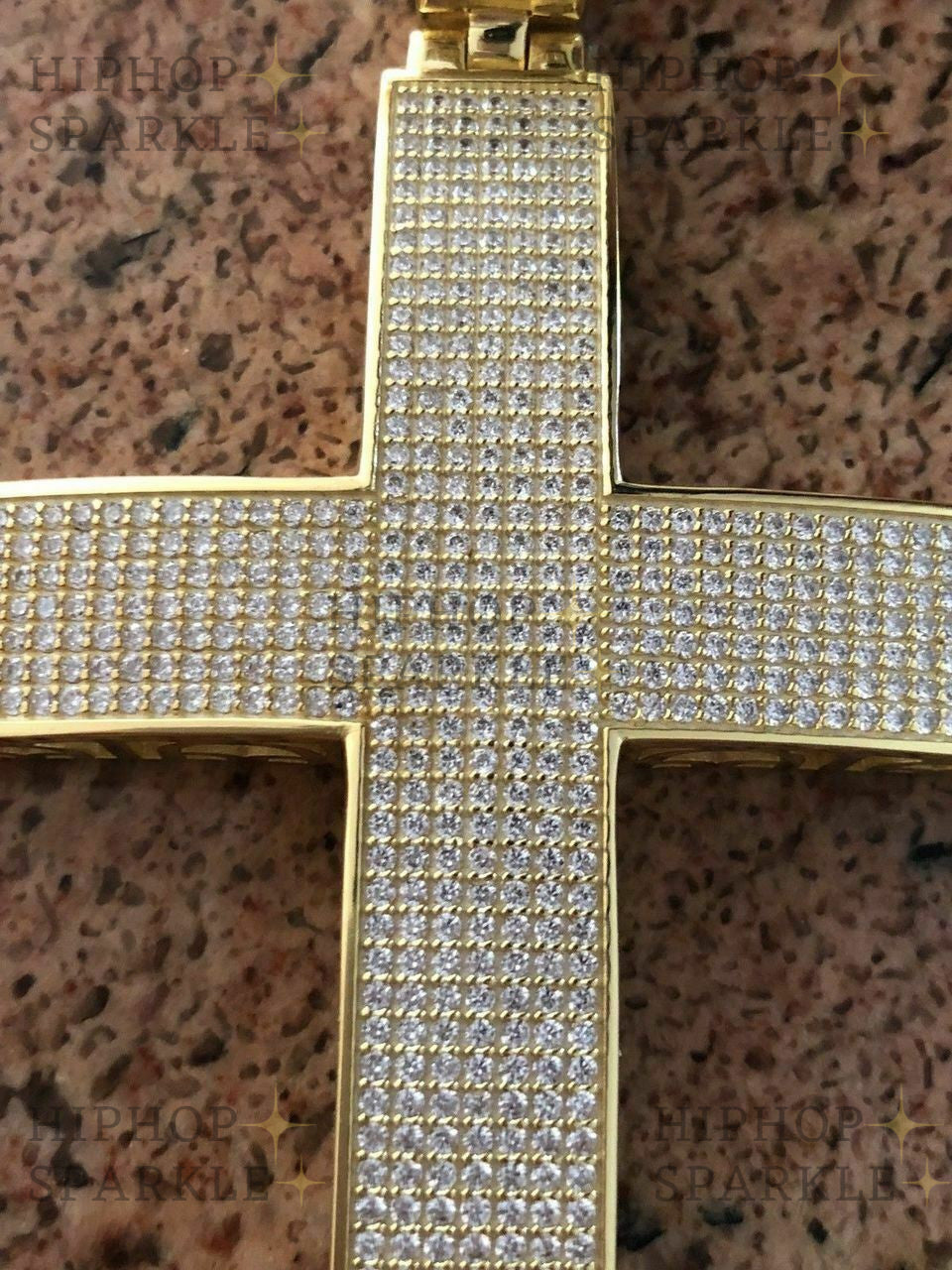 Iced 7ct Moissanite Huge 14k Gold Vermeil Cross Pendant - Men's Pass Diamond Test