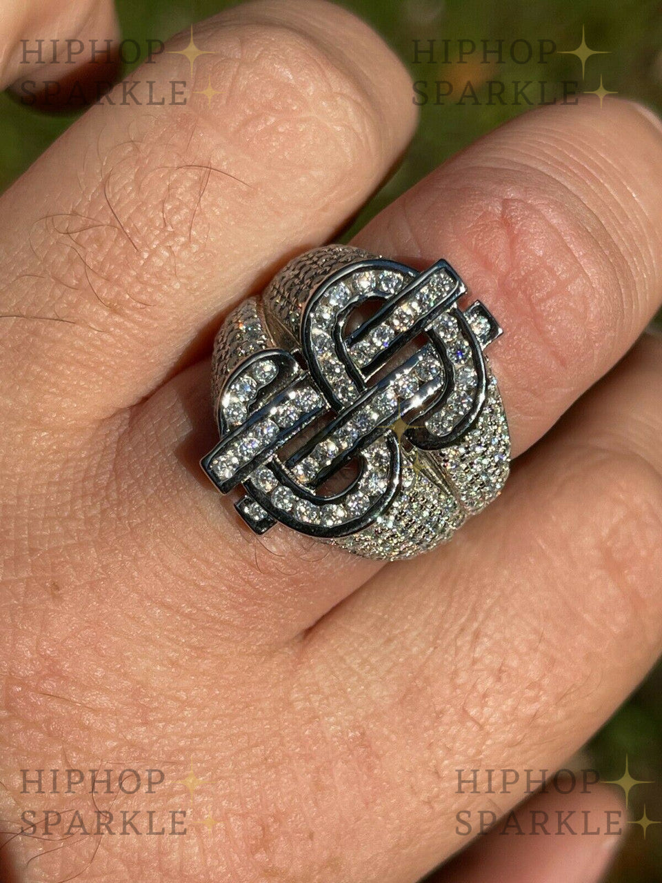 Moissanite Iced Out Big Money Ring – 925 Silver