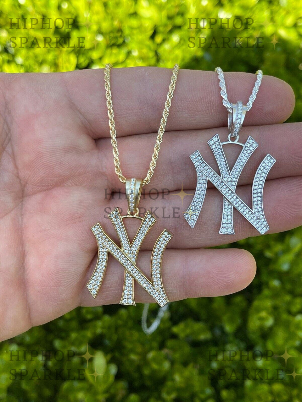 Moissanite New York Yankees Iced Out Pendant - 14k Gold Vermeil & 925 Silver